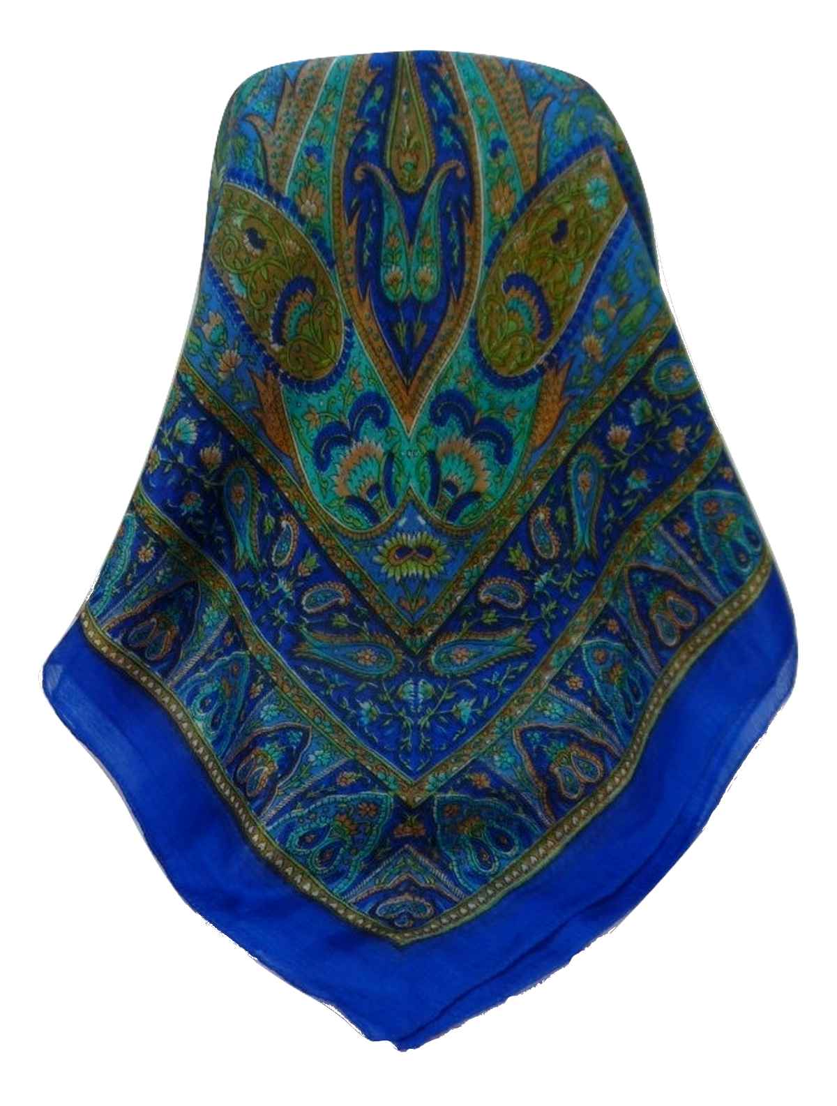 Tradizionale Sciarpa Quadrata di Seta Zoi Blue di Pashmina & Silk