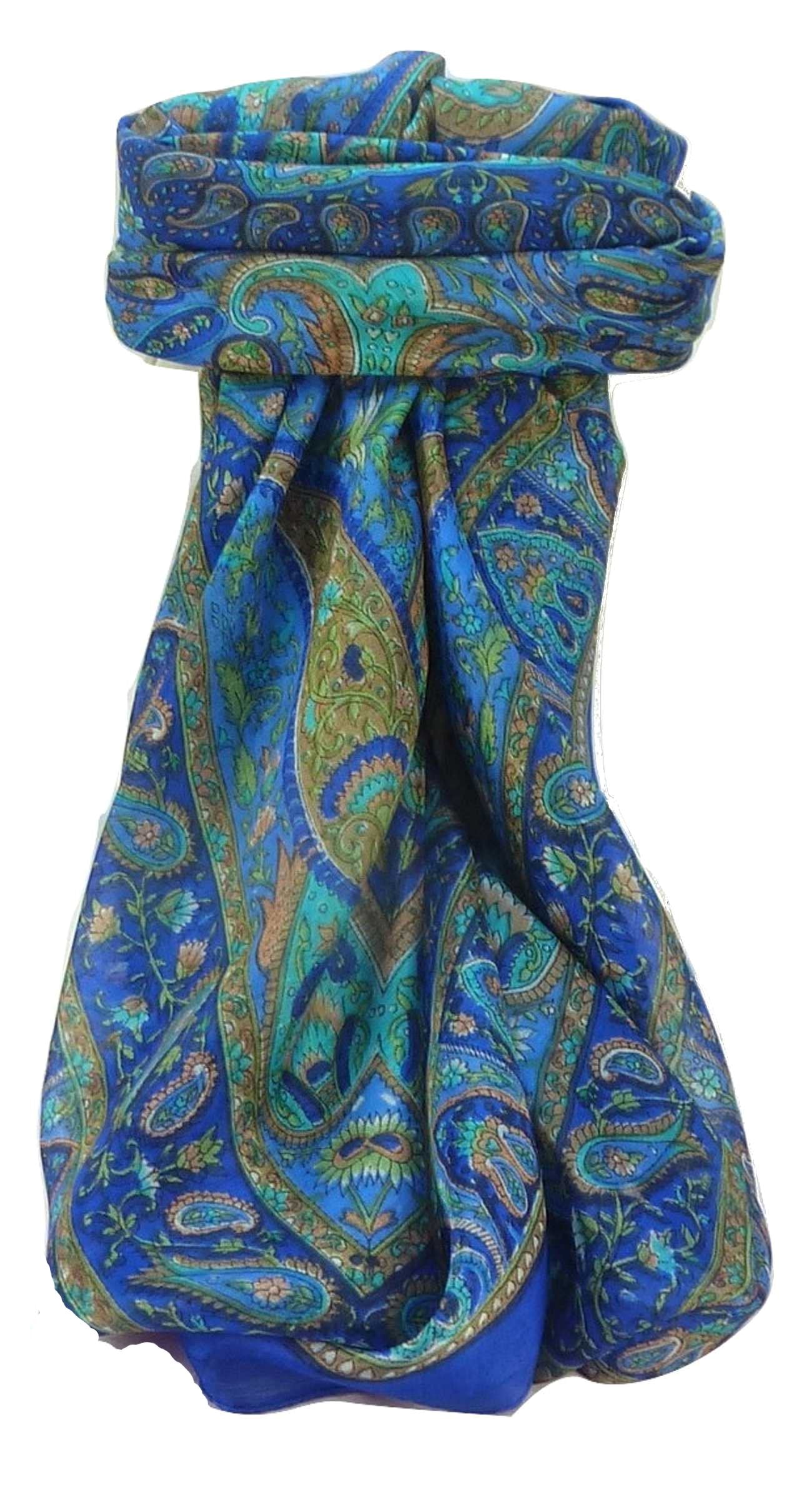 Tradizionale Sciarpa Quadrata di Seta Zoi Blue di Pashmina & Silk