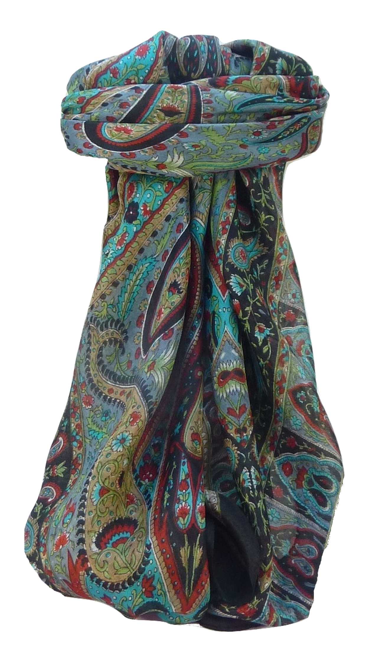 Tradizionale Sciarpa Quadrata di Seta Zoi Black di Pashmina & Silk