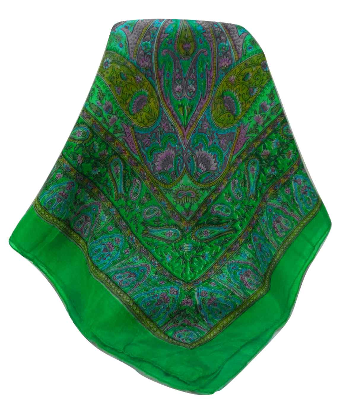 Tradizionale Sciarpa Quadrata di Seta Zoi Emerald di Pashmina & Silk