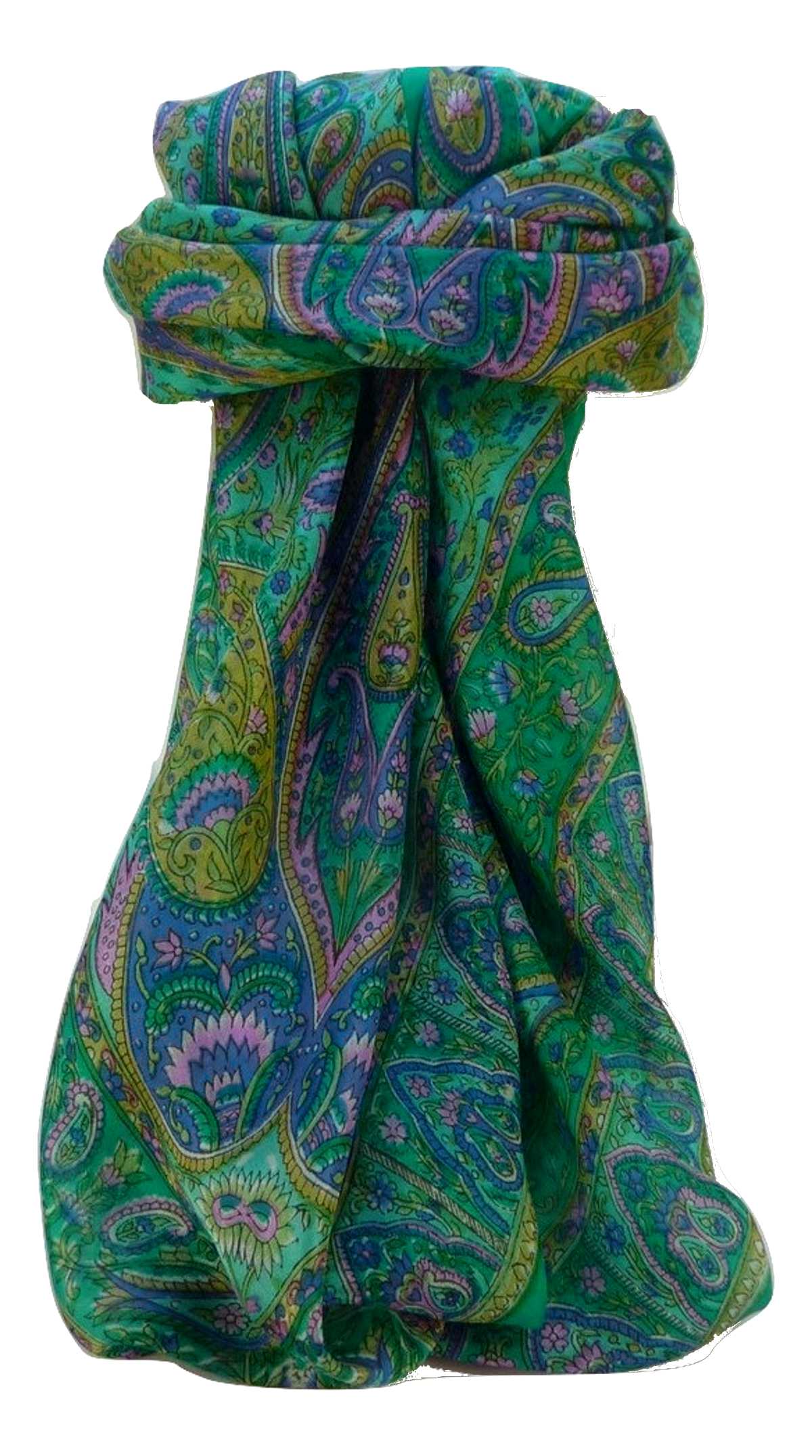 Tradizionale Sciarpa Quadrata di Seta Zoi Emerald di Pashmina & Silk
