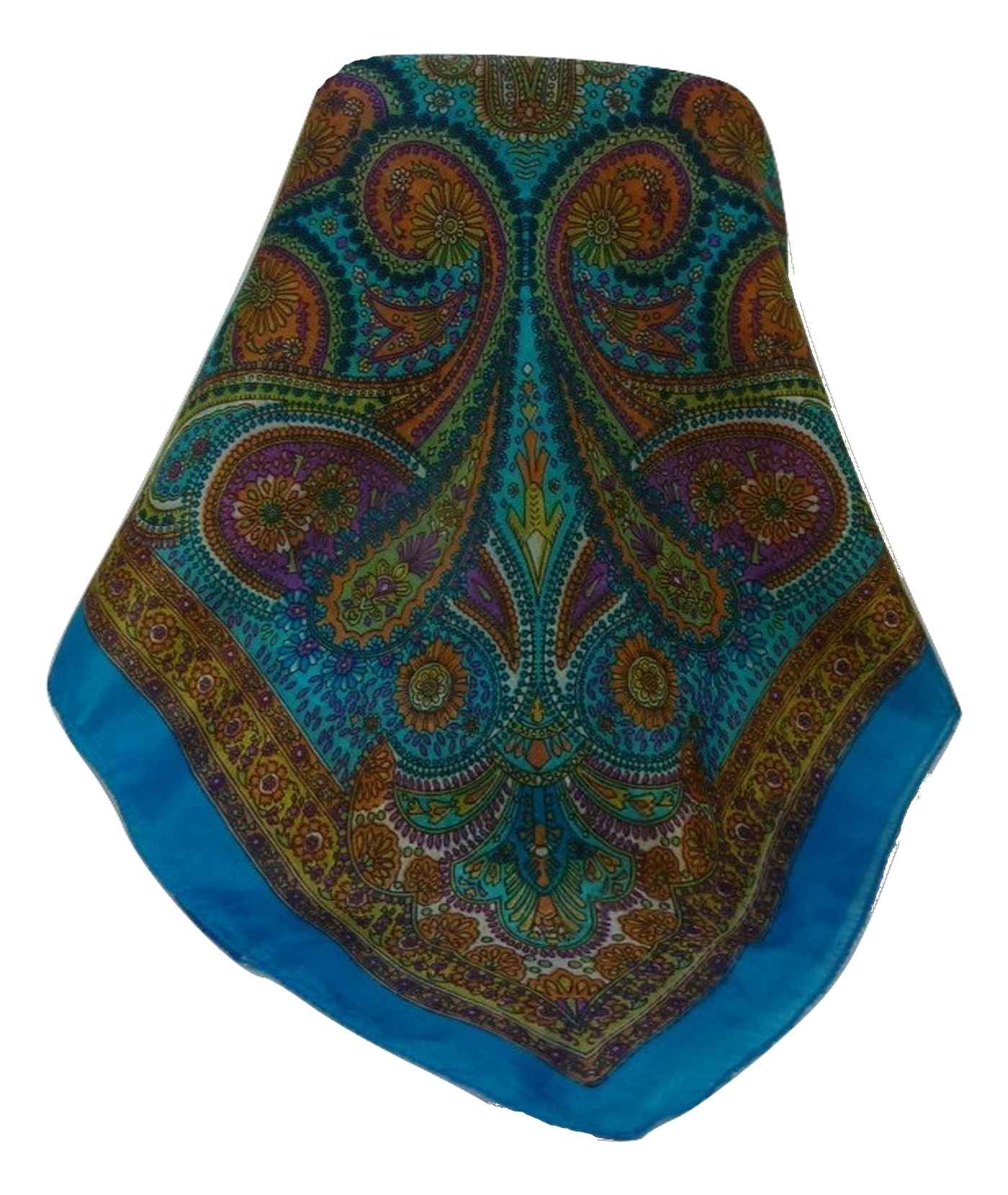 Mulberry Silk Traditional Square Scarf Zee Aqua by Pashmina & Silk