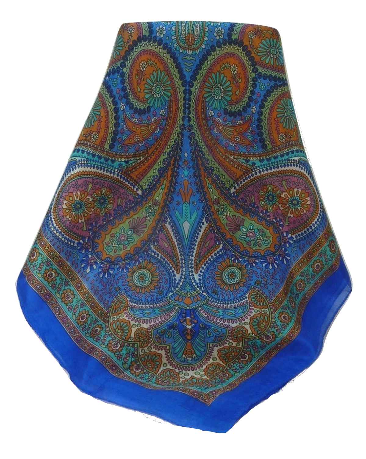 Mulberry Silk Traditional Square Scarf Zee Blue by Pashmina & Silk