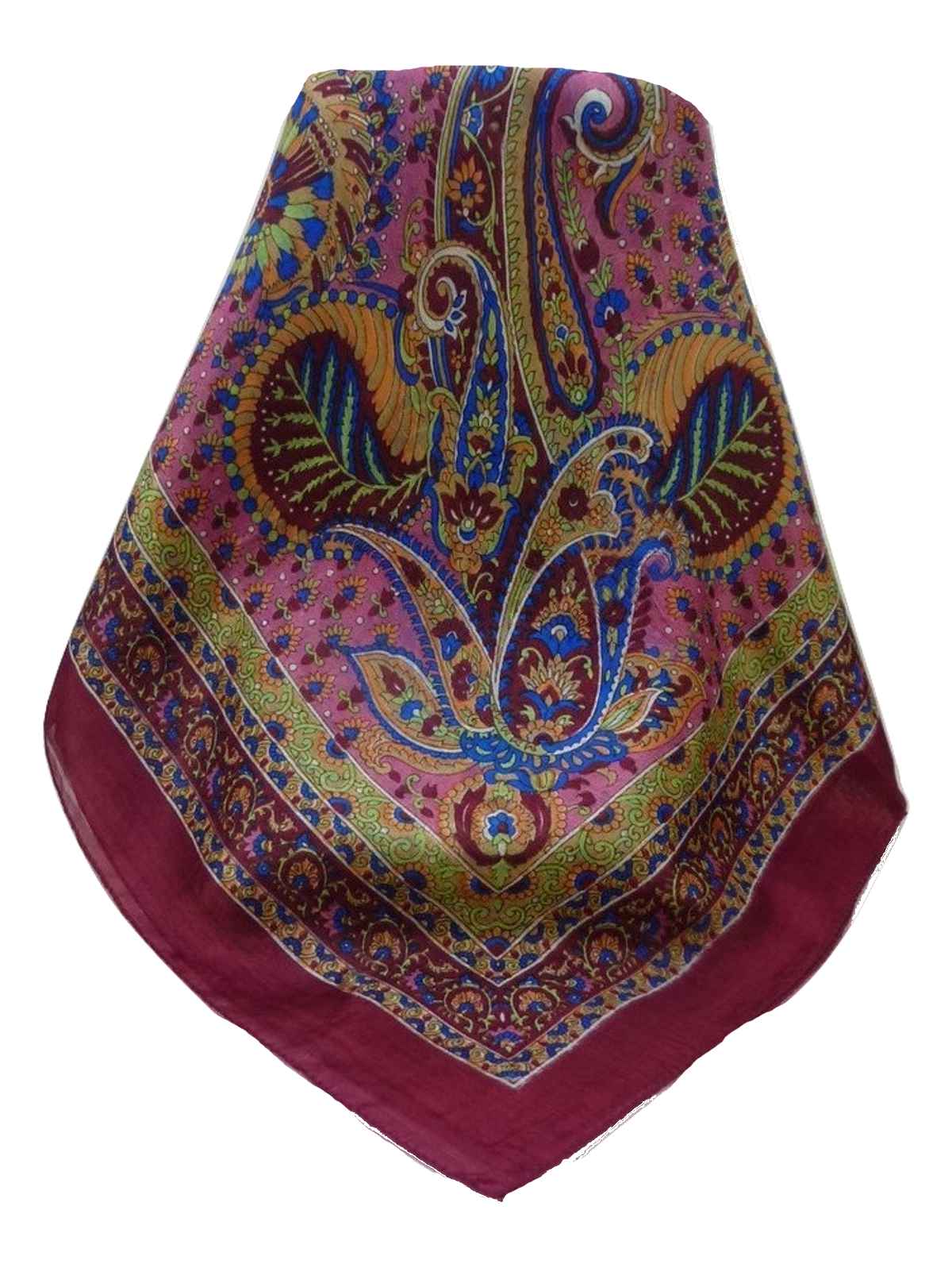 Tradizionale Sciarpa Quadrata di Seta Osh Wine di Pashmina & Silk