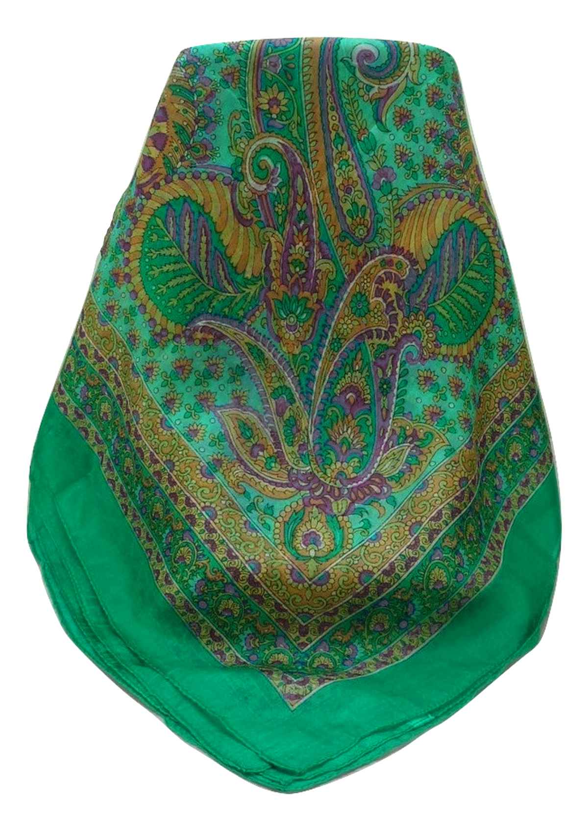 Tradizionale Sciarpa Quadrata di Seta Osh Emerald di Pashmina & Silk