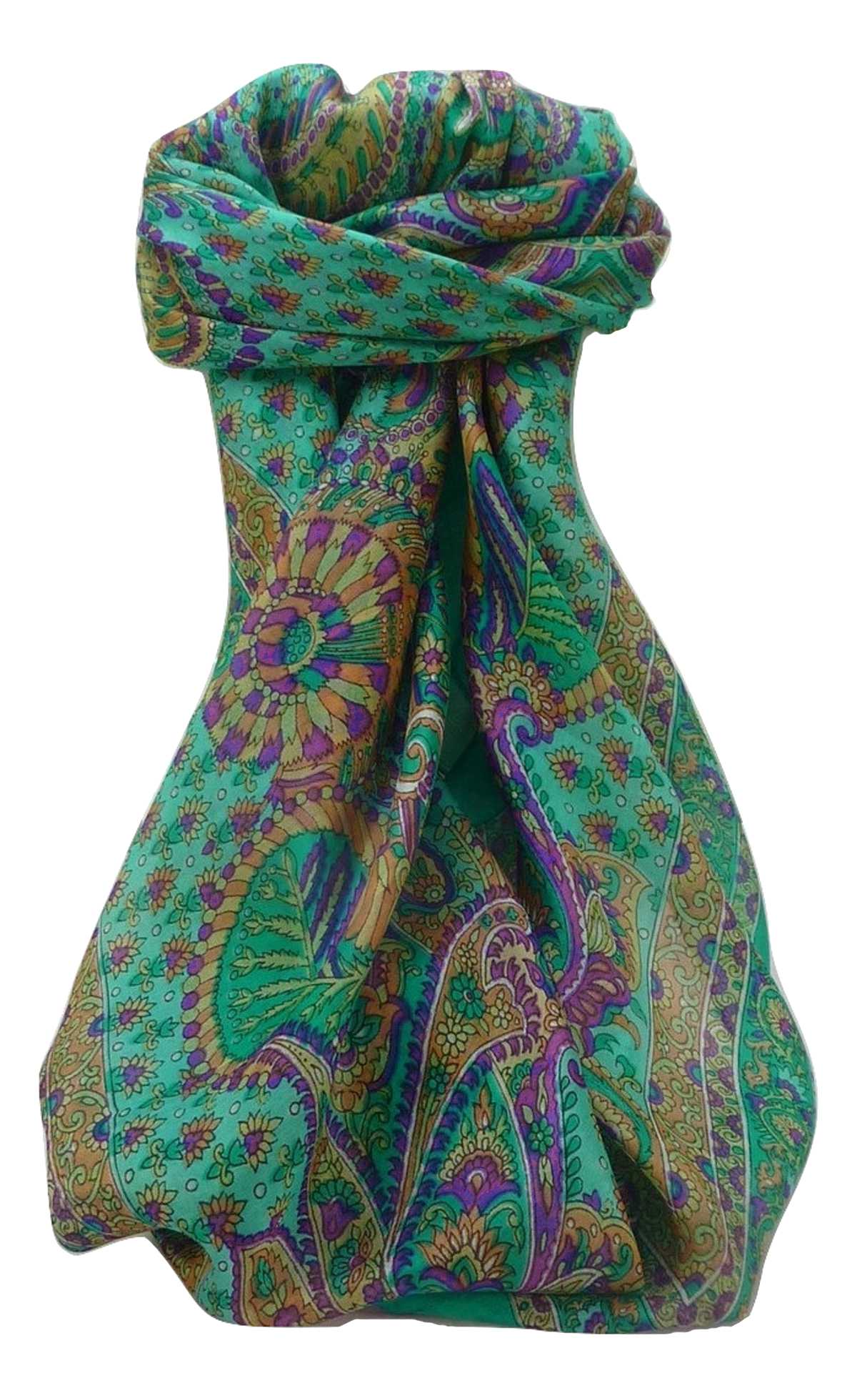 Tradizionale Sciarpa Quadrata di Seta Osh Emerald di Pashmina & Silk