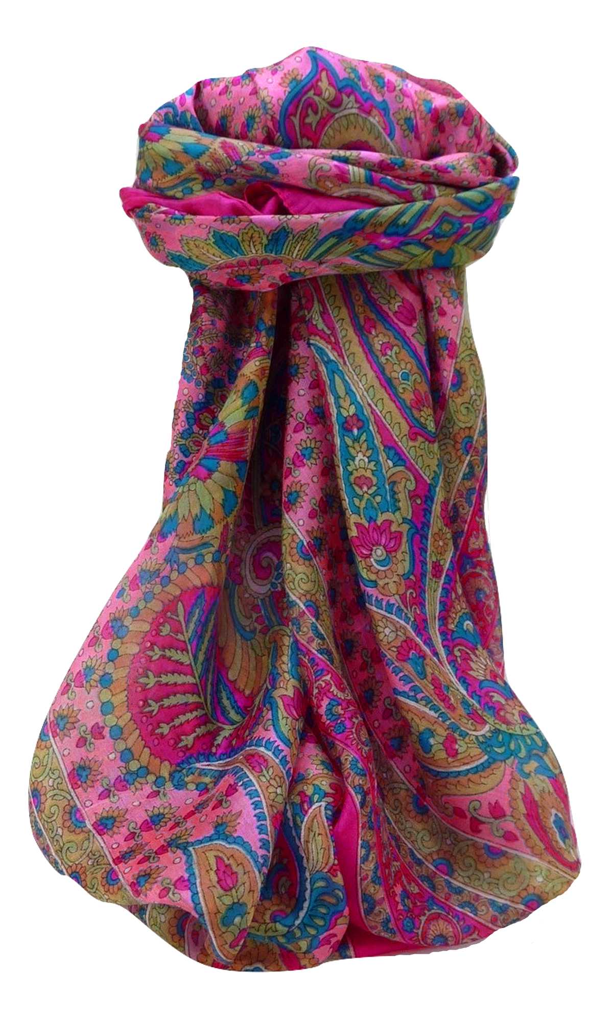 Tradizionale Sciarpa Quadrata di Seta Osh Pink di Pashmina & Silk
