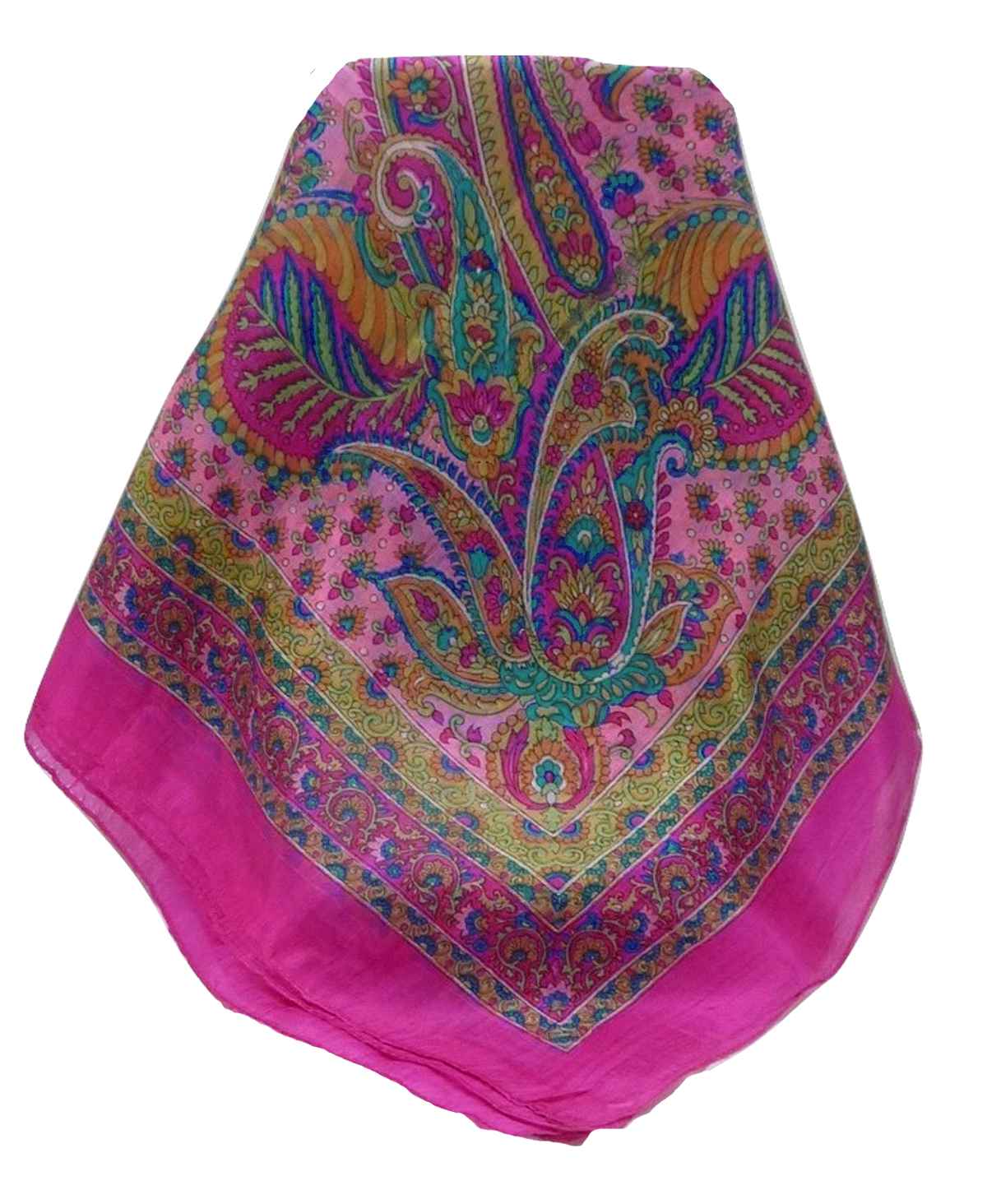 Tradizionale Sciarpa Quadrata di Seta Osh Pink di Pashmina & Silk