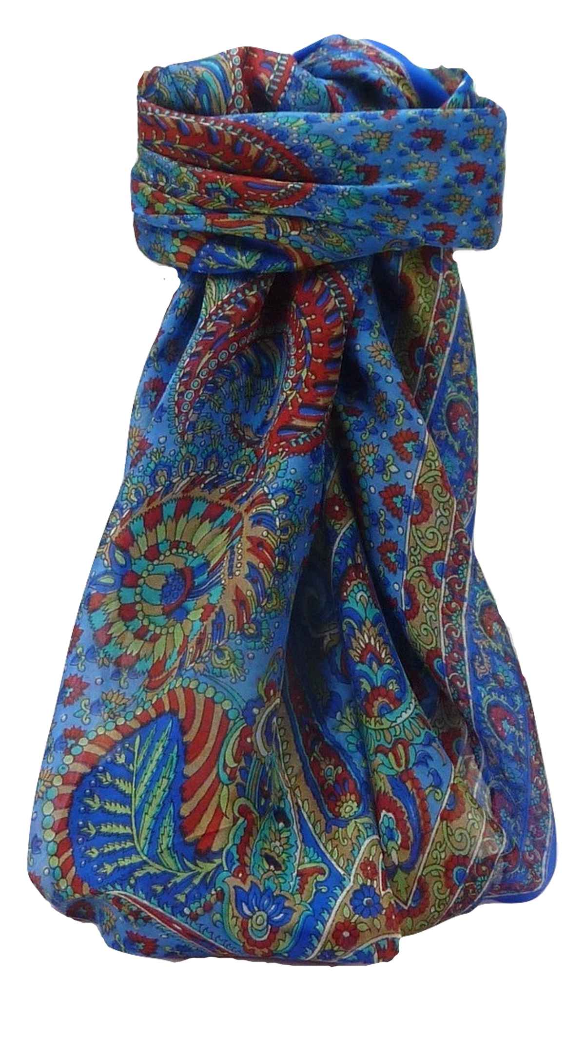 Tradizionale Sciarpa Quadrata di Seta Osh Blue di Pashmina & Silk