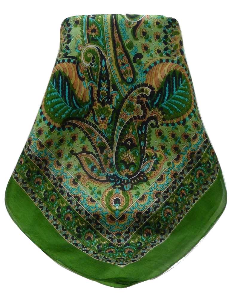 Tradizionale Sciarpa Quadrata di Seta Osh Sage di Pashmina & Silk