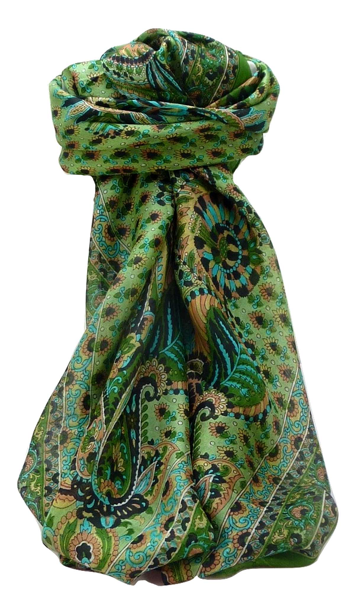 Tradizionale Sciarpa Quadrata di Seta Osh Sage di Pashmina & Silk