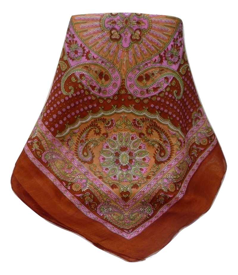 Mulberry Silk Traditional Square Scarf Omana Terracotta by Pashmina & Silk