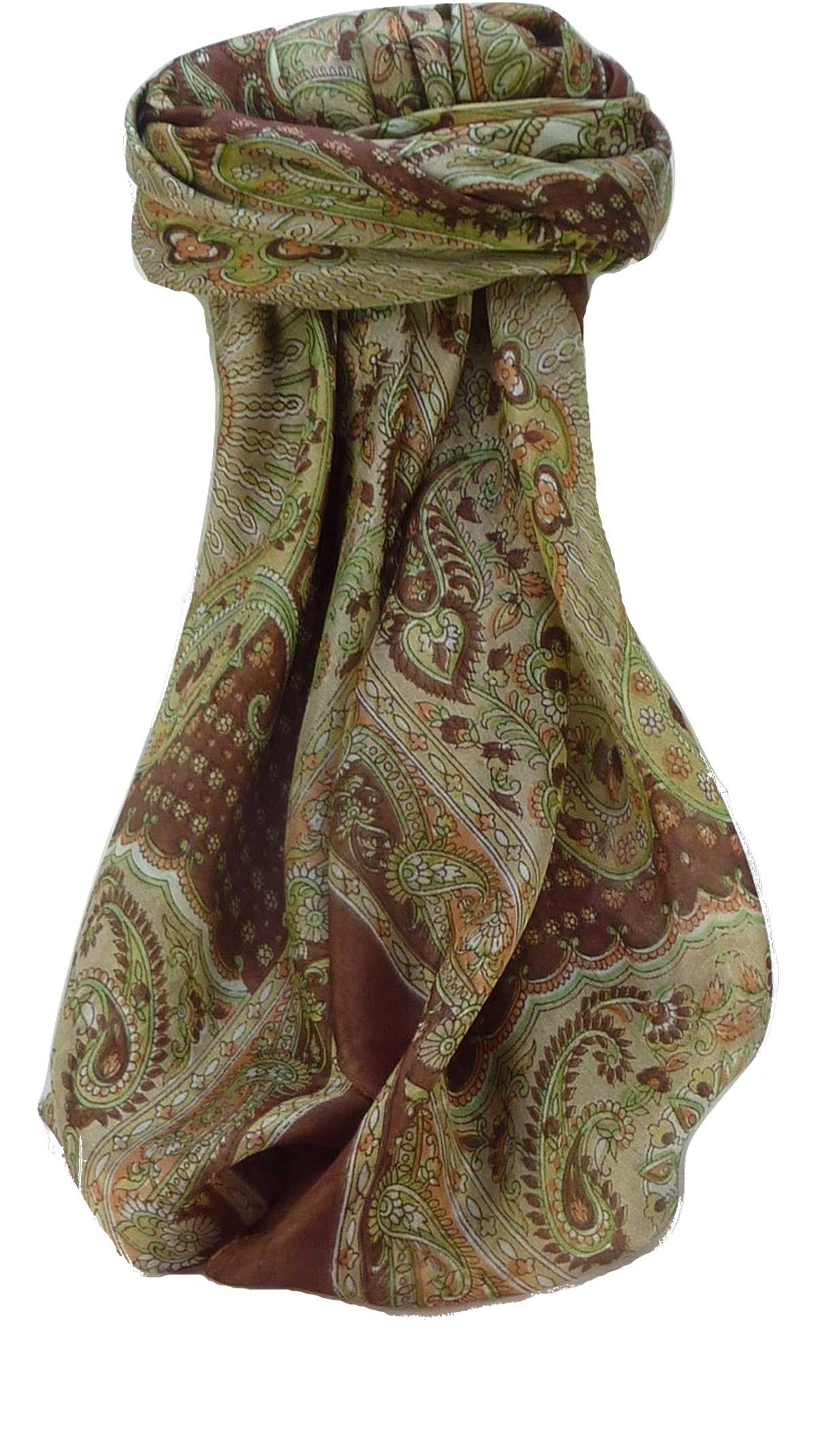 Mulberry Silk Traditional Square Scarf Omana Chocolate by Pashmina & Silk