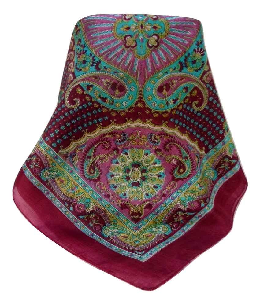 Mulberry Silk Traditional Square Scarf Omana Rose by Pashmina & Silk