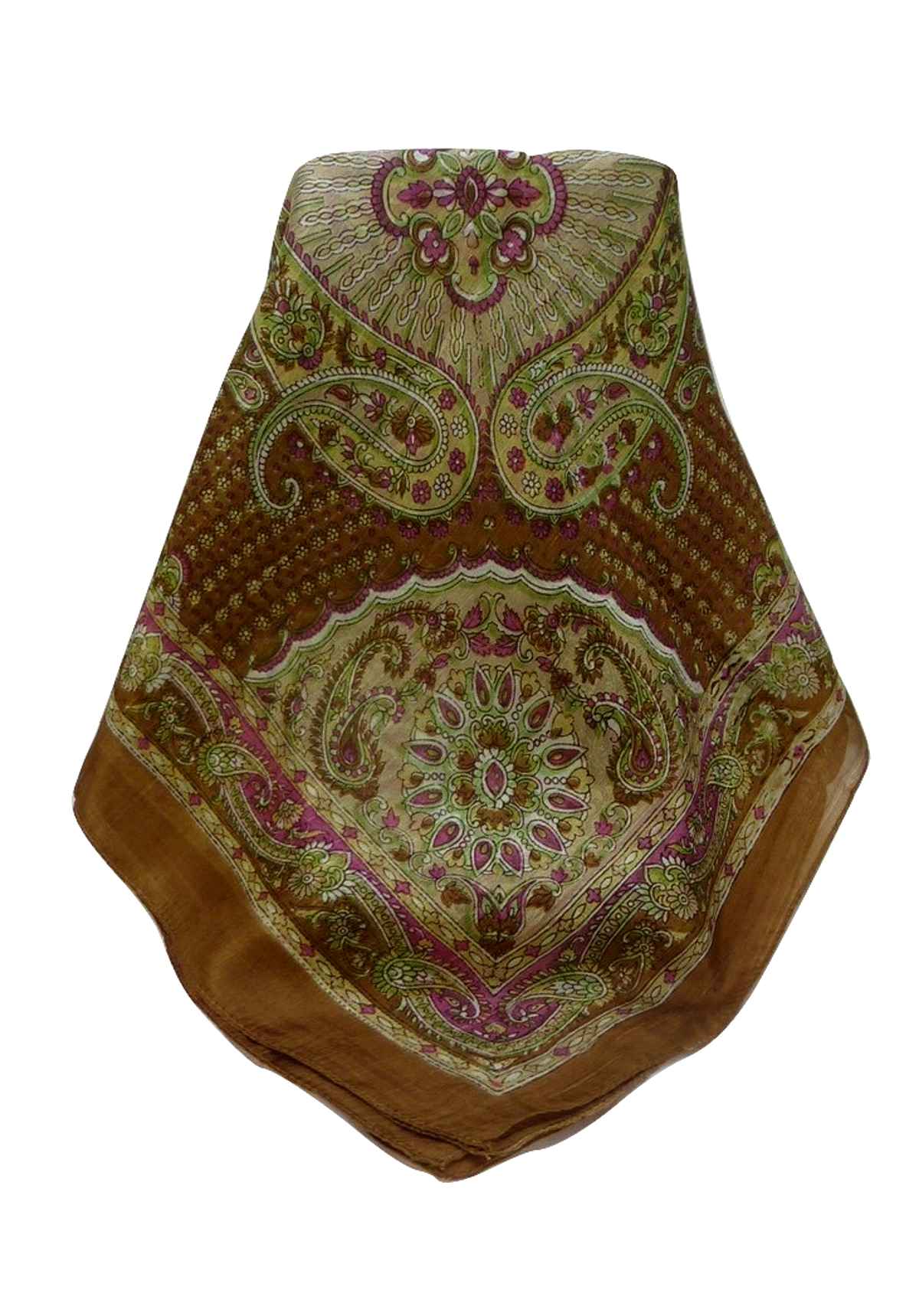 Mulberry Silk Traditional Square Scarf Omana Cestnut by Pashmina & Silk
