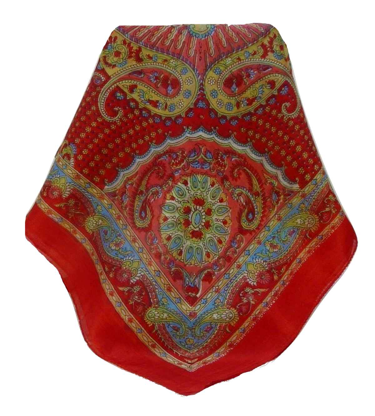 Mulberry Silk Traditional Square Scarf Omana Scarlet by Pashmina & Silk
