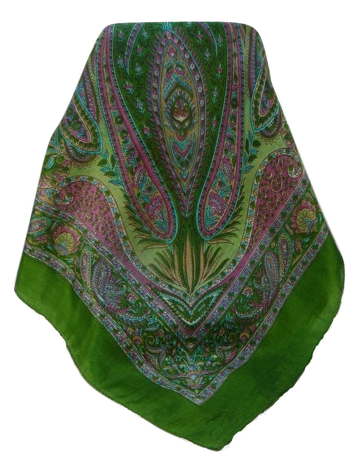 Tradizionale Sciarpa Quadrata di Seta Zayd Sage di Pashmina & Silk
