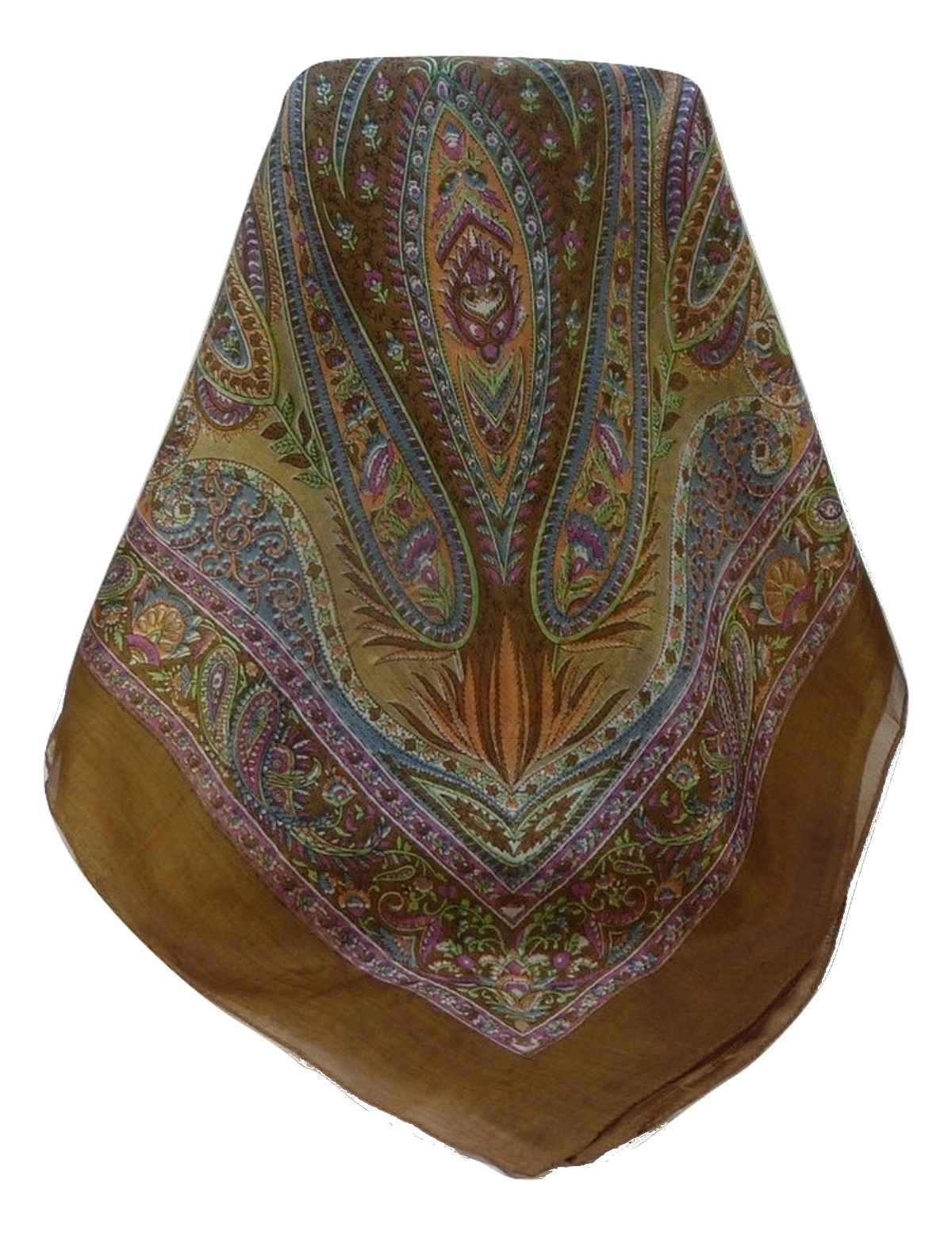 Tradizionale Sciarpa Quadrata di Seta Zayd Chestnut di Pashmina & Silk