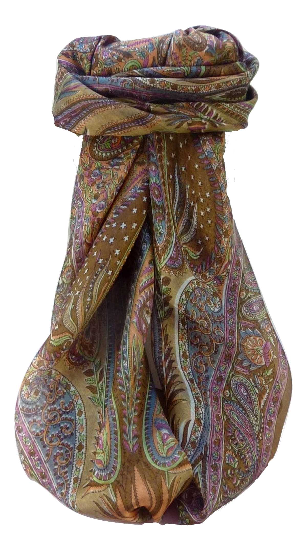 Tradizionale Sciarpa Quadrata di Seta Zayd Chestnut di Pashmina & Silk
