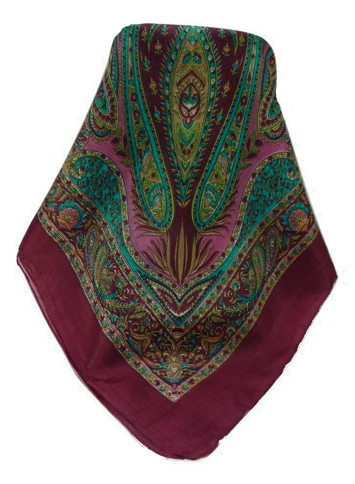 Tradizionale Sciarpa Quadrata di Seta Zayd Wine di Pashmina & Silk