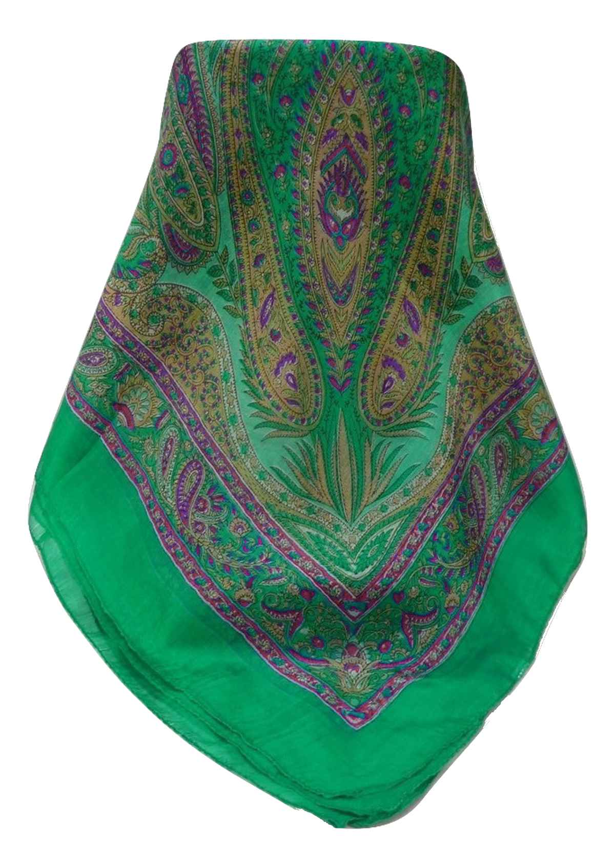 Tradizionale Sciarpa Quadrata di Seta Zayd Emerald di Pashmina & Silk