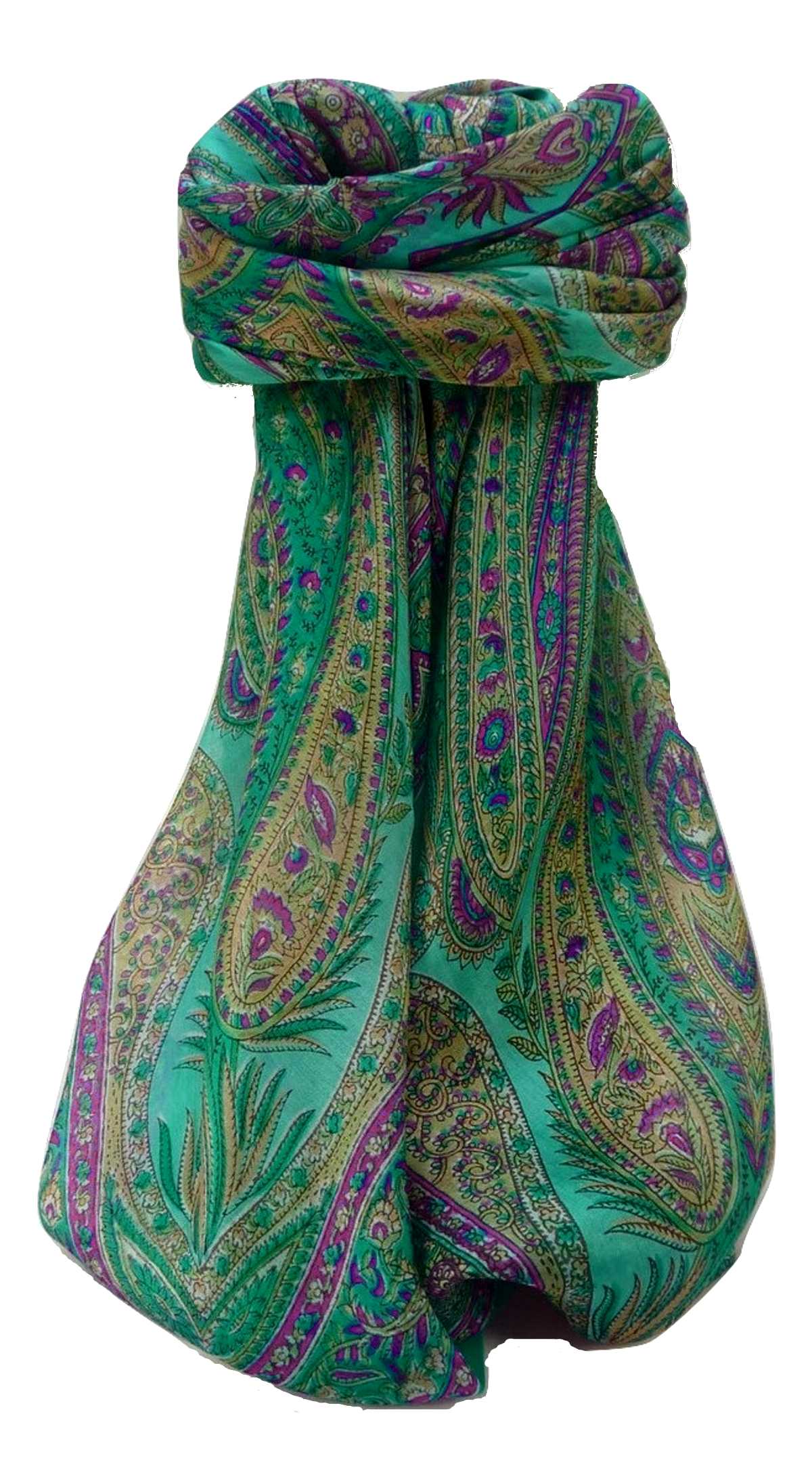 Tradizionale Sciarpa Quadrata di Seta Zayd Emerald di Pashmina & Silk