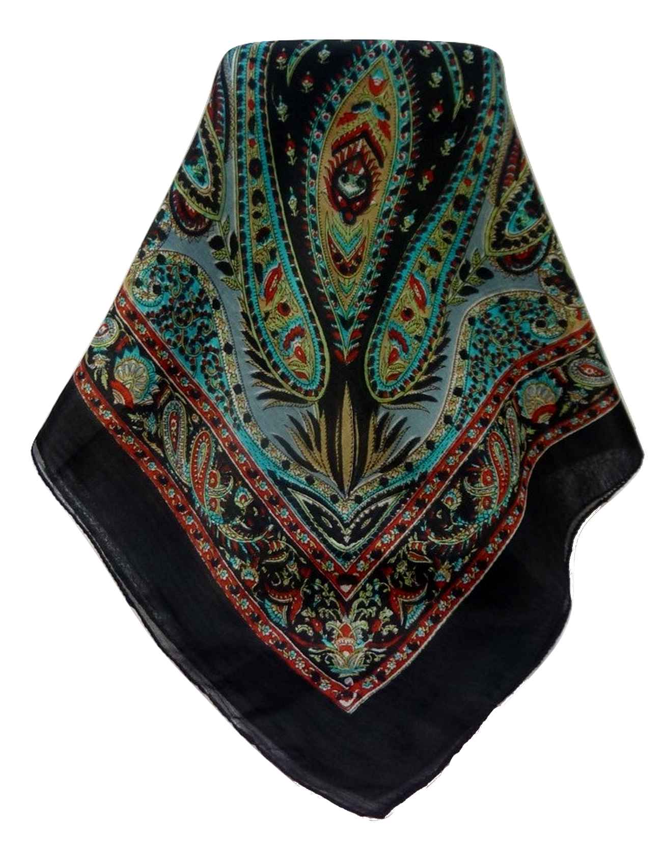Tradizionale Sciarpa Quadrata di Seta Zayd Black di Pashmina & Silk