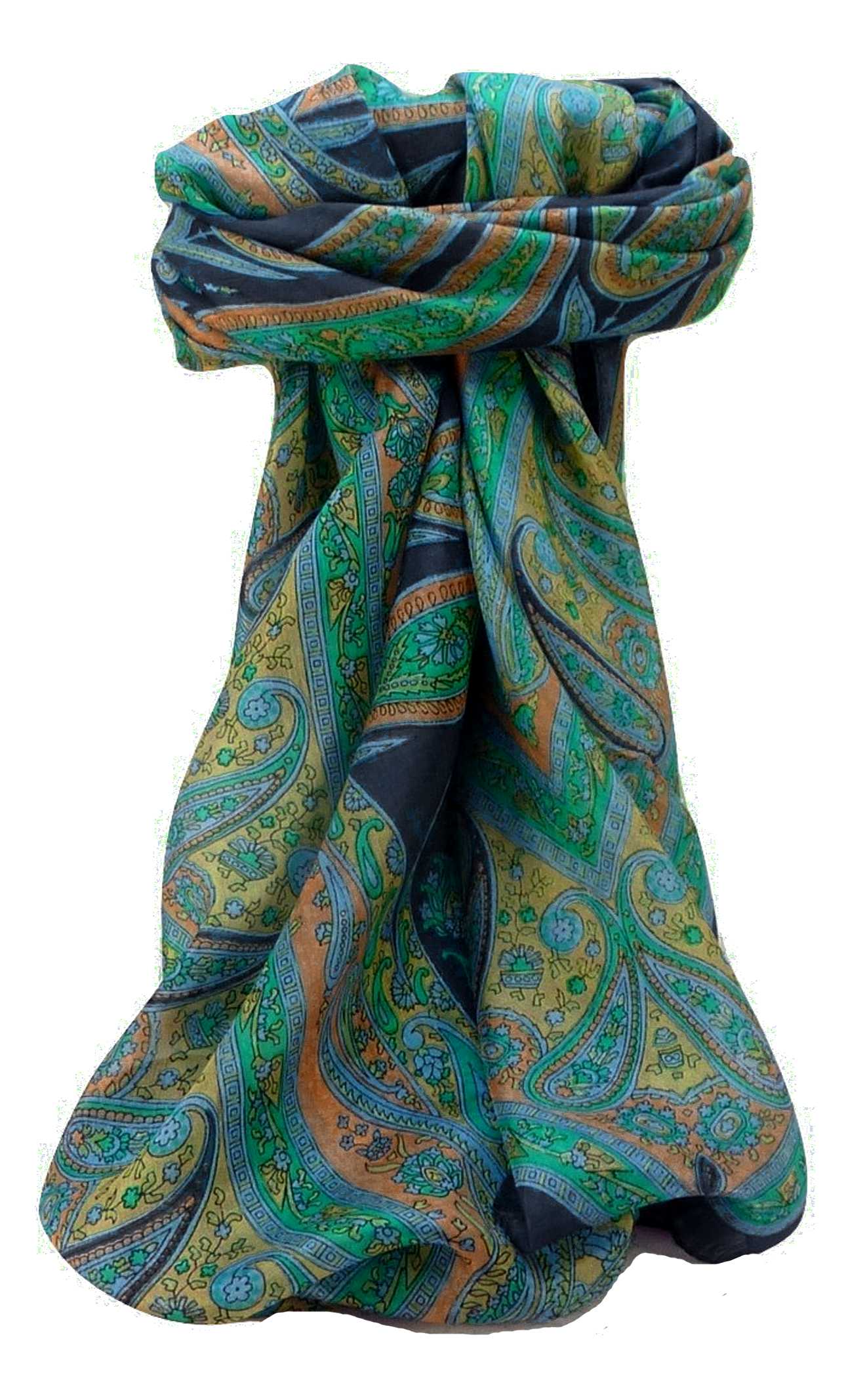 Echarpe Traditional Soie de Mûrier Yana Navy de Pashmina & Silk 