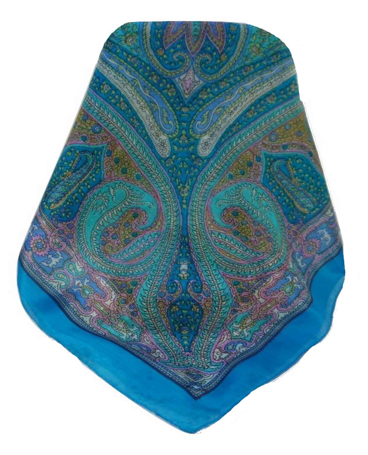Mulberry Silk Traditional Square Scarf Vayvia Aqua by Pashmina & Silk