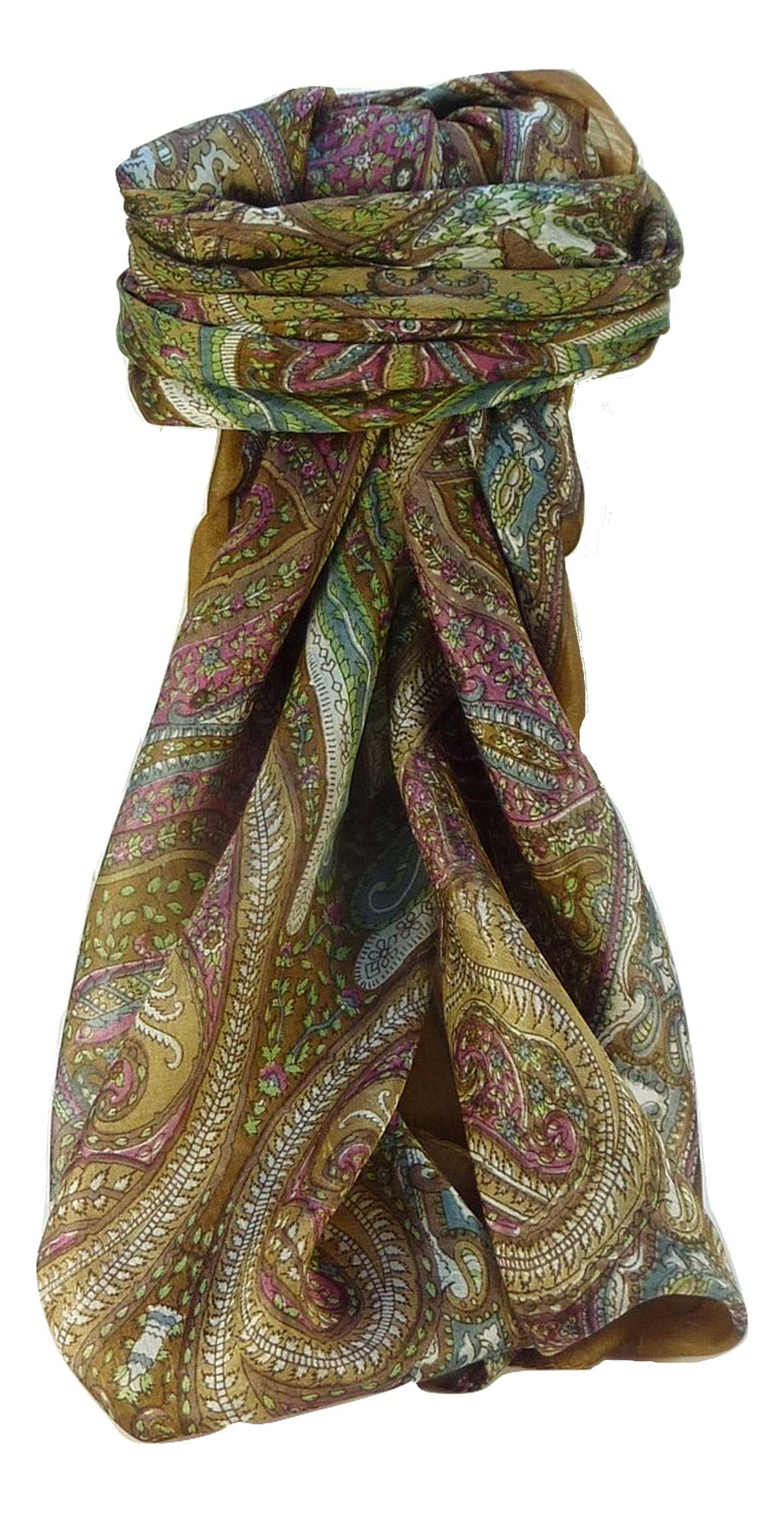 Mulberry Silk Traditional Square Scarf Vayvia Chestnut by Pashmina & Silk