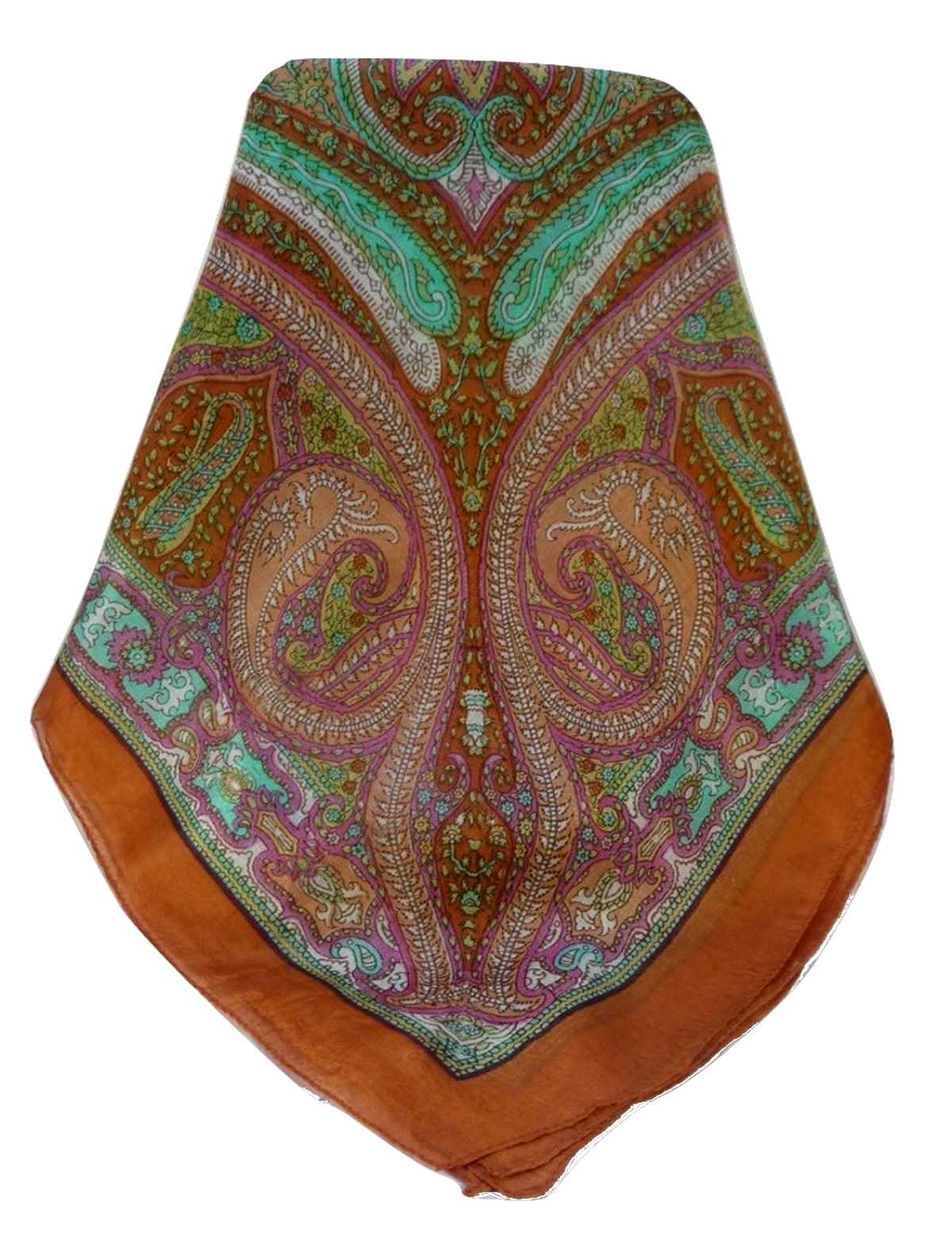 Mulberry Silk Traditional Square Scarf Vayvia Terracotta by Pashmina & Silk