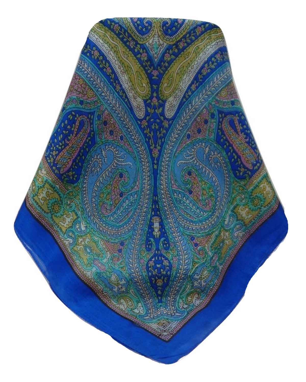 Mulberry Silk Traditional Square Scarf Vayvia Blue by Pashmina & Silk