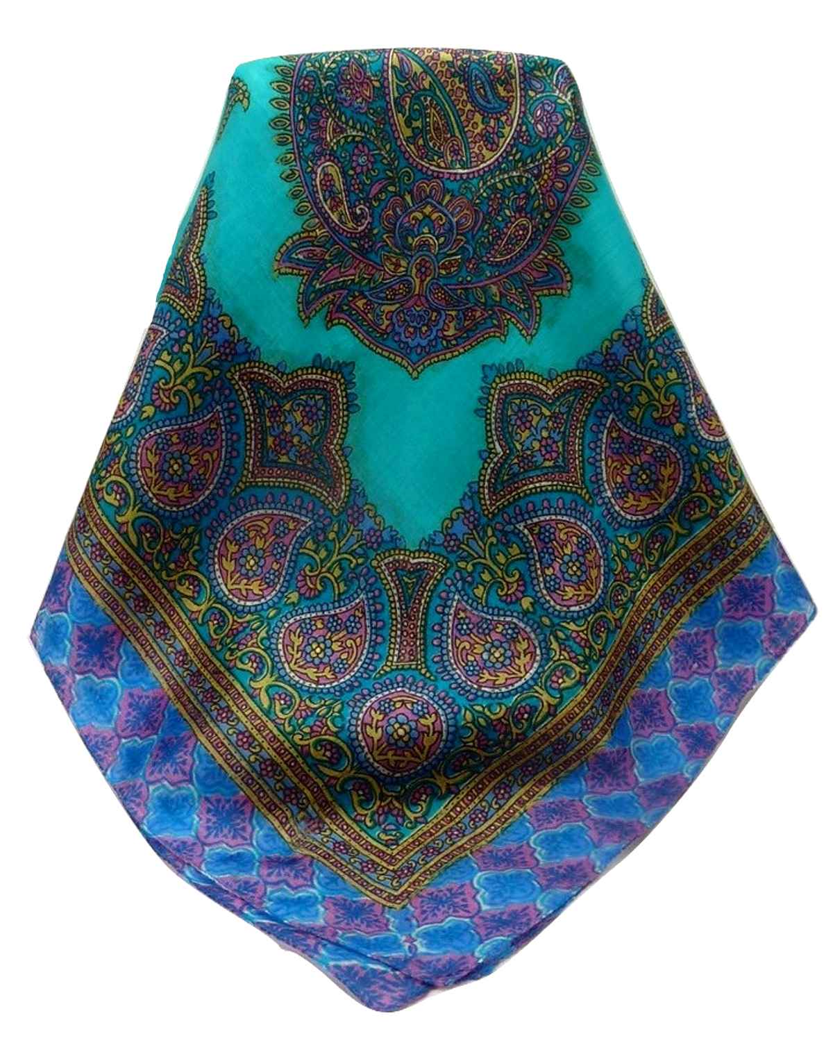 Mulberry Silk Traditional Square Scarf Obi Aqua by Pashmina & Silk