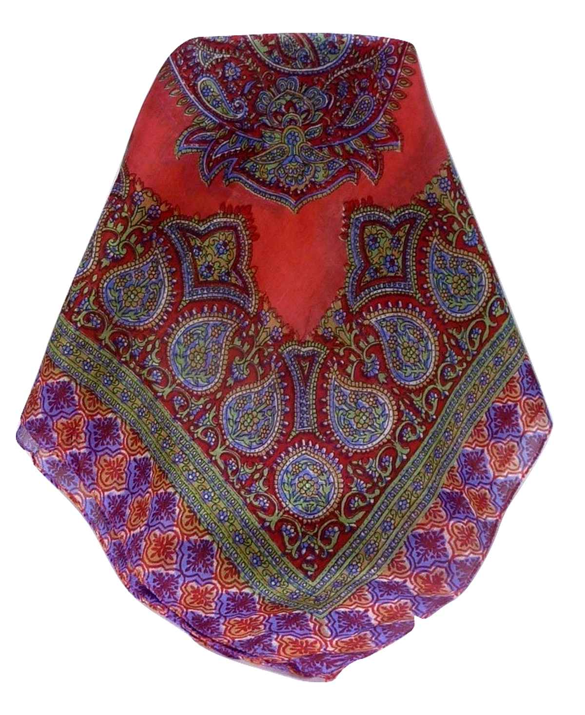 Mulberry Silk Traditional Square Scarf Obi Scarlet by Pashmina & Silk