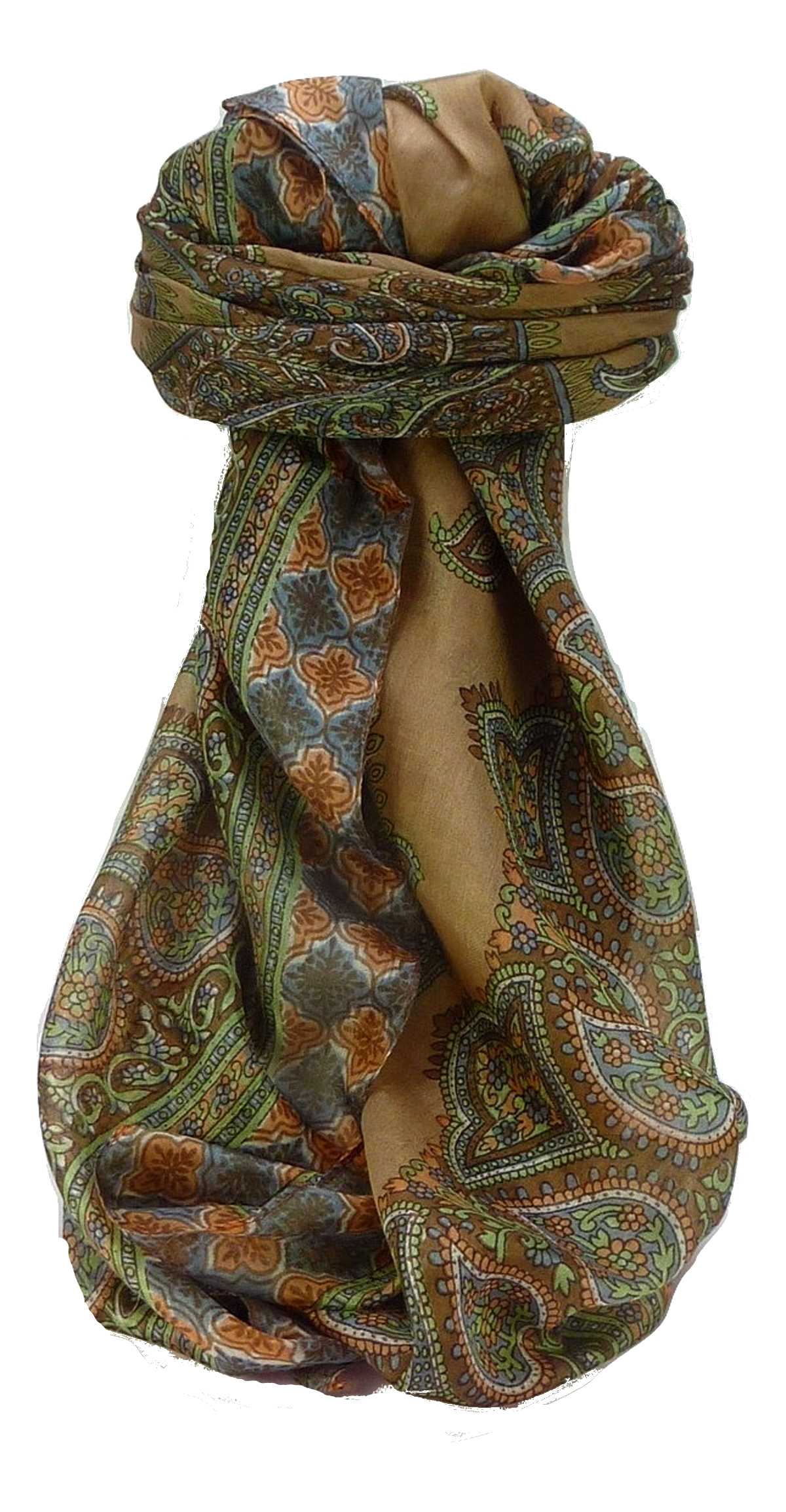 Mulberry Silk Traditional Square Scarf Obi Chestnut by Pashmina & Silk