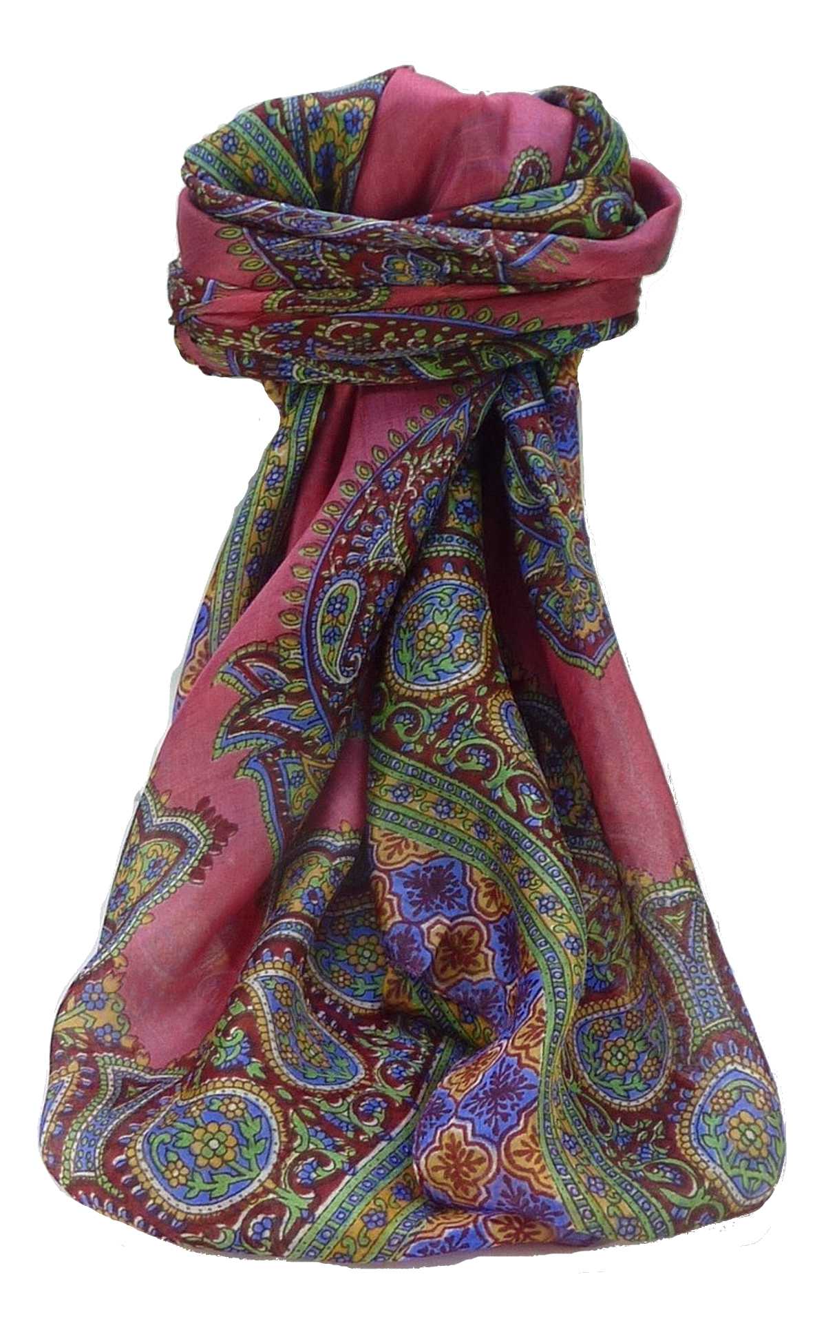 Mulberry Silk Traditional Square Scarf Obi Cerise by Pashmina & Silk