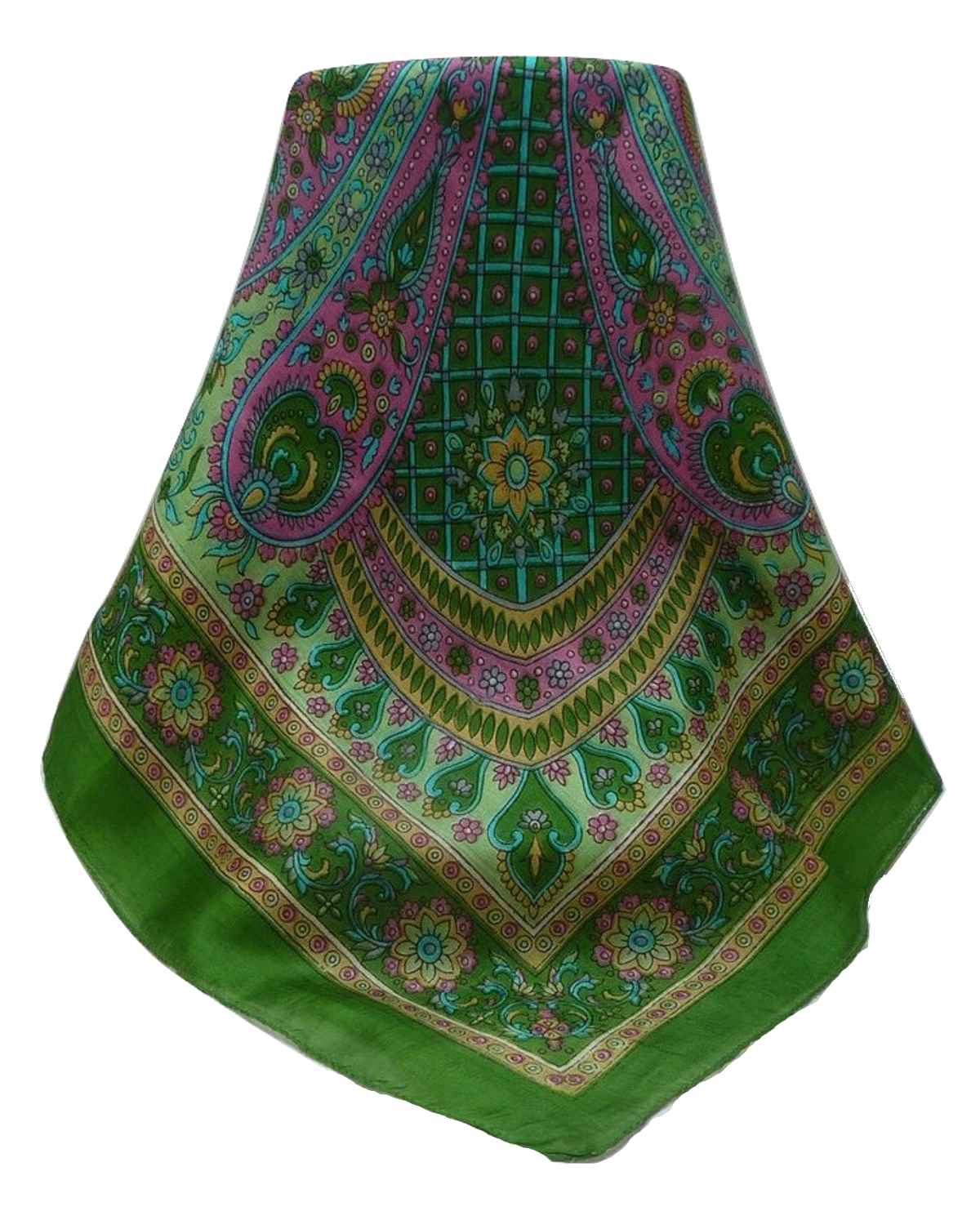 Tradizionale Sciarpa Quadrata di Seta Zamjeet Sage di Pashmina & Silk