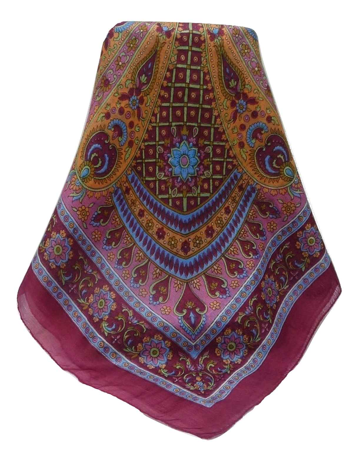 Tradizionale Sciarpa Quadrata di Seta Zamjeet Wine di Pashmina & Silk