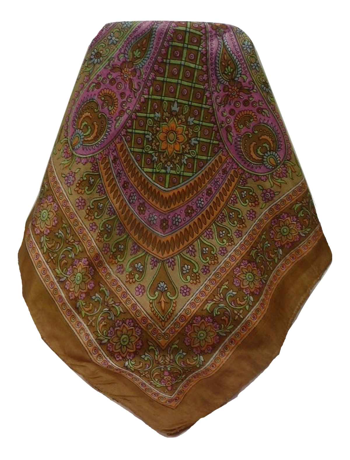 Tradizionale Sciarpa Quadrata di Seta Zamjeet Cestnut di Pashmina & Silk