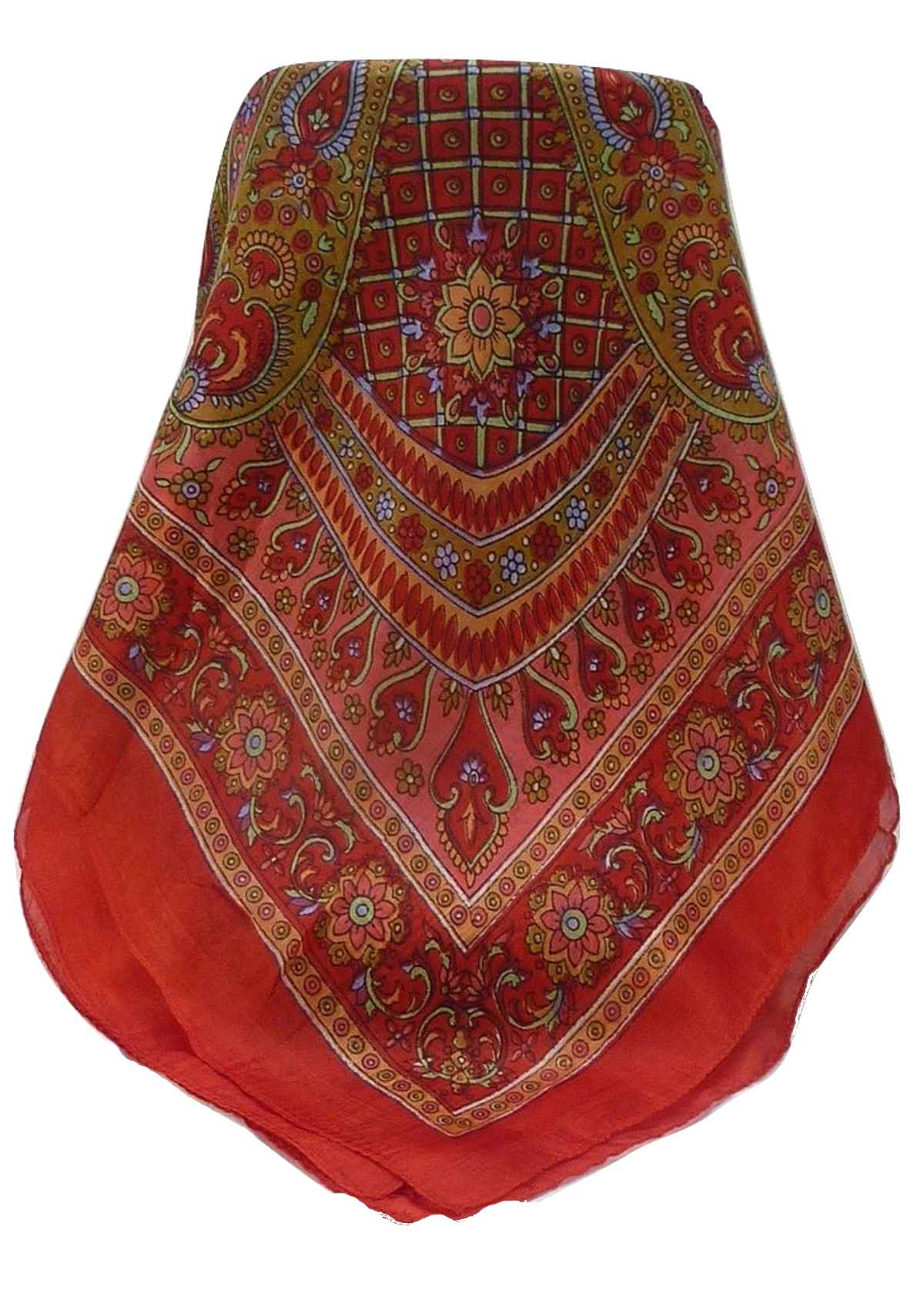 Tradizionale Sciarpa Quadrata di Seta Zamjeet Scarlet di Pashmina & Silk