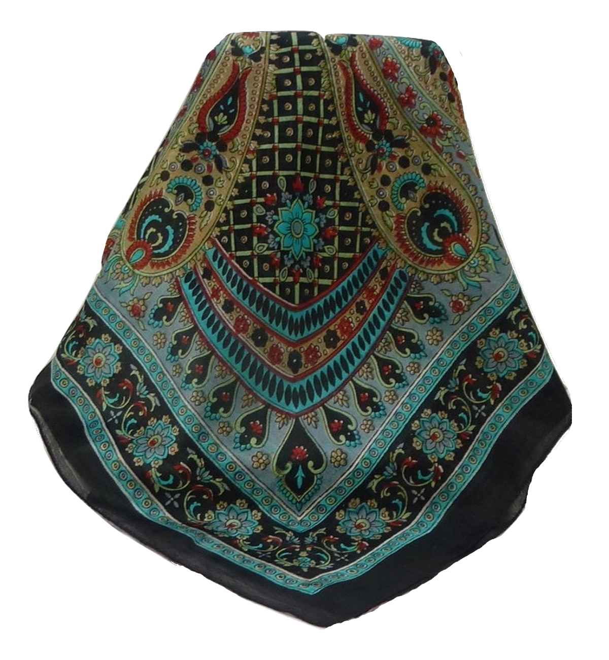 Tradizionale Sciarpa Quadrata di Seta Zamjeet Black di Pashmina & Silk