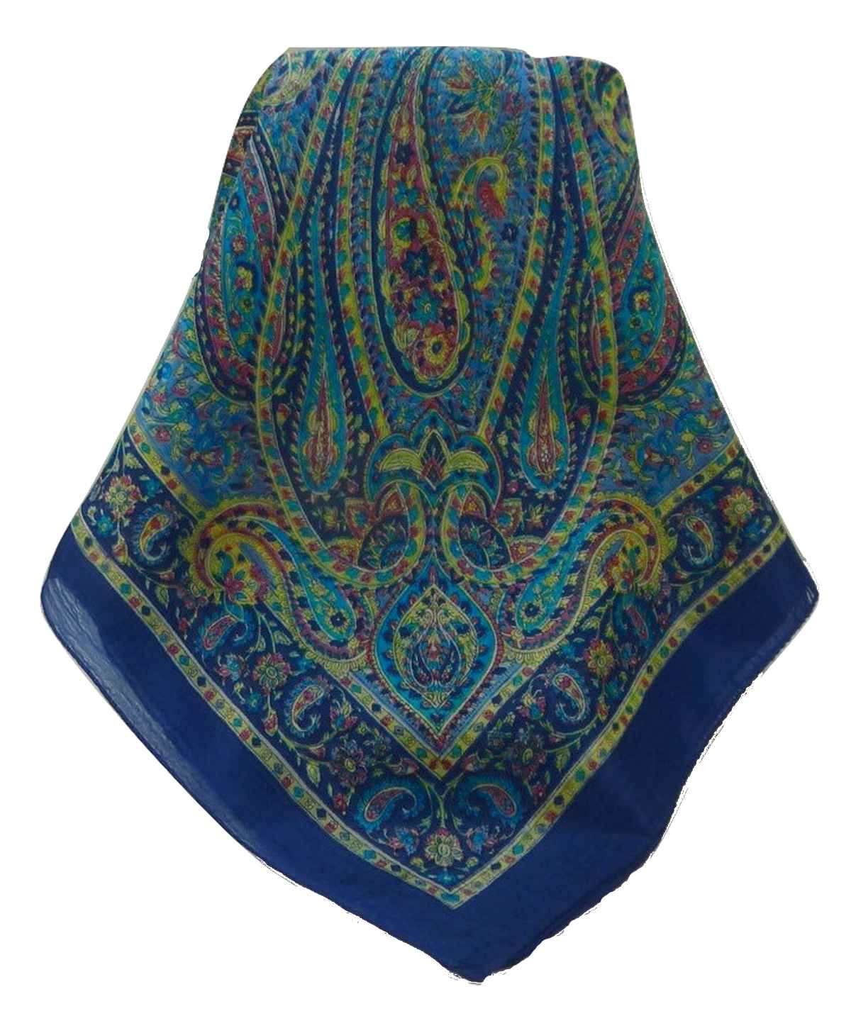 Mulberry Silk Traditional Square Scarf Quiara Blue by Pashmina & Silk