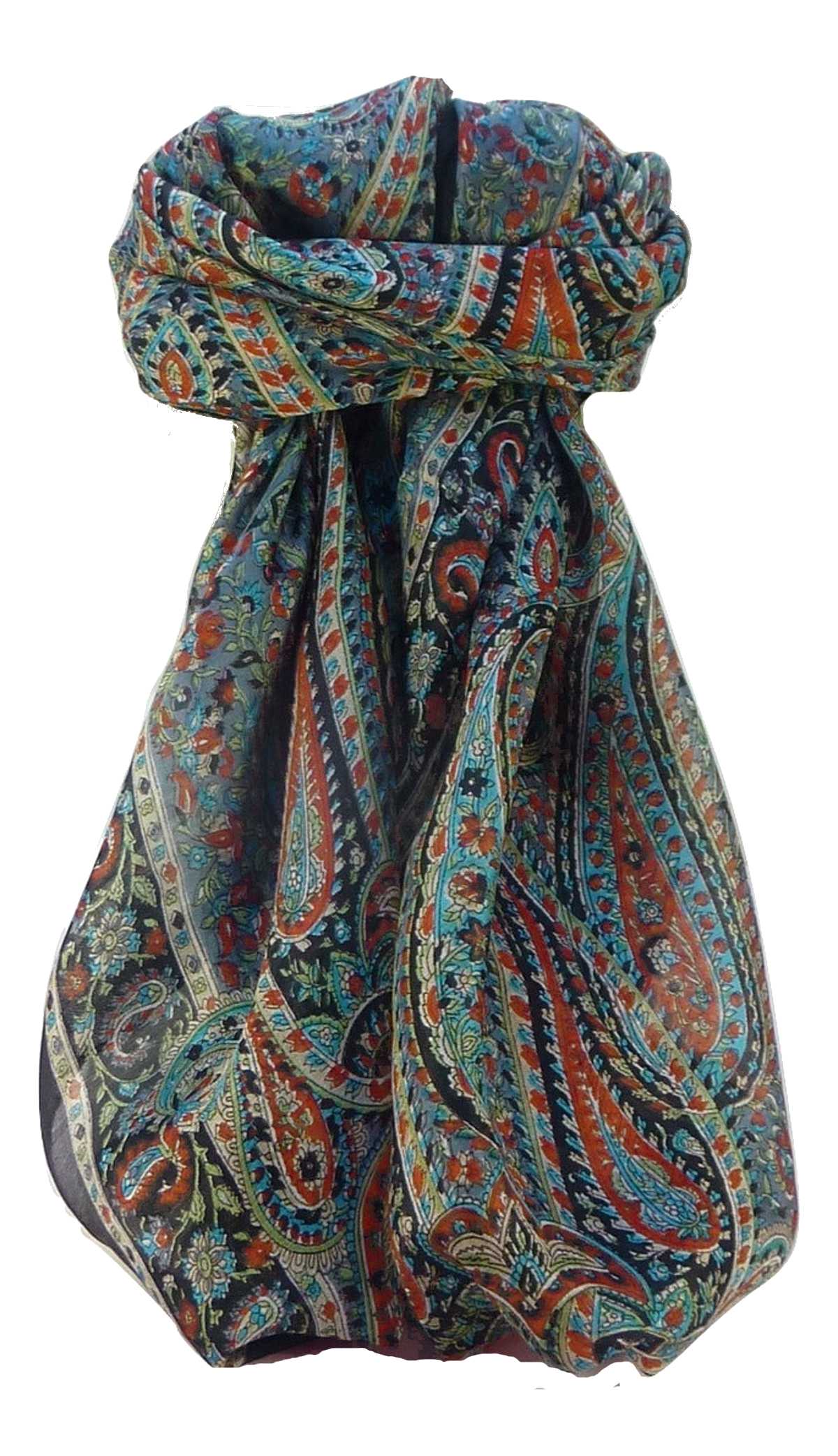 Mulberry Silk Traditional Square Scarf Quiara Black by Pashmina & Silk