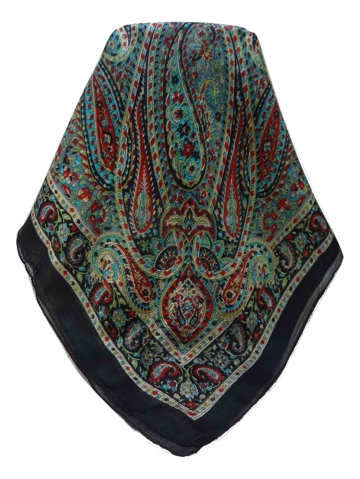 Mulberry Silk Traditional Square Scarf Quiara Black by Pashmina & Silk
