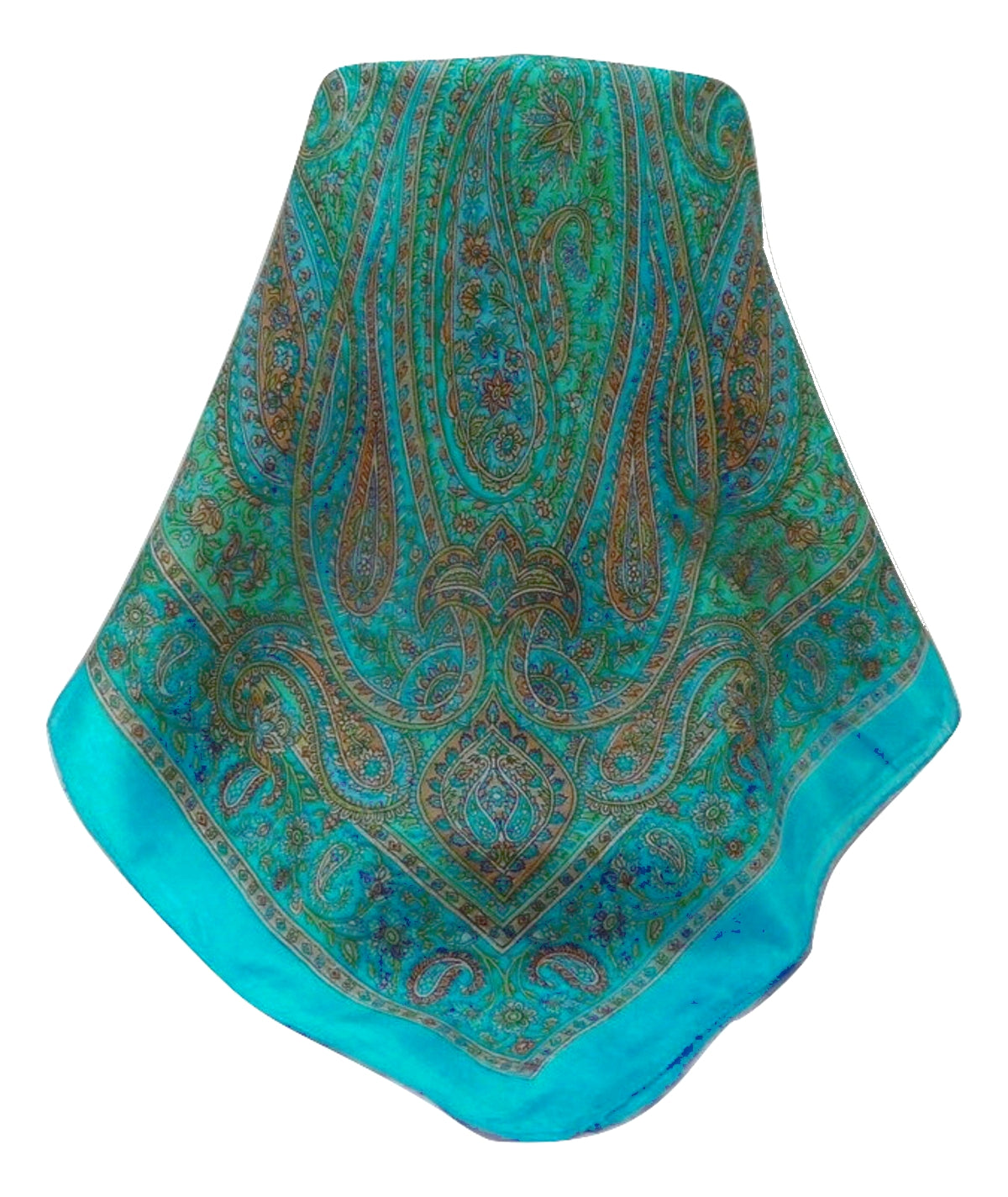 Mulberry Silk Traditional Square Scarf Quiara Aqua by Pashmina & Silk