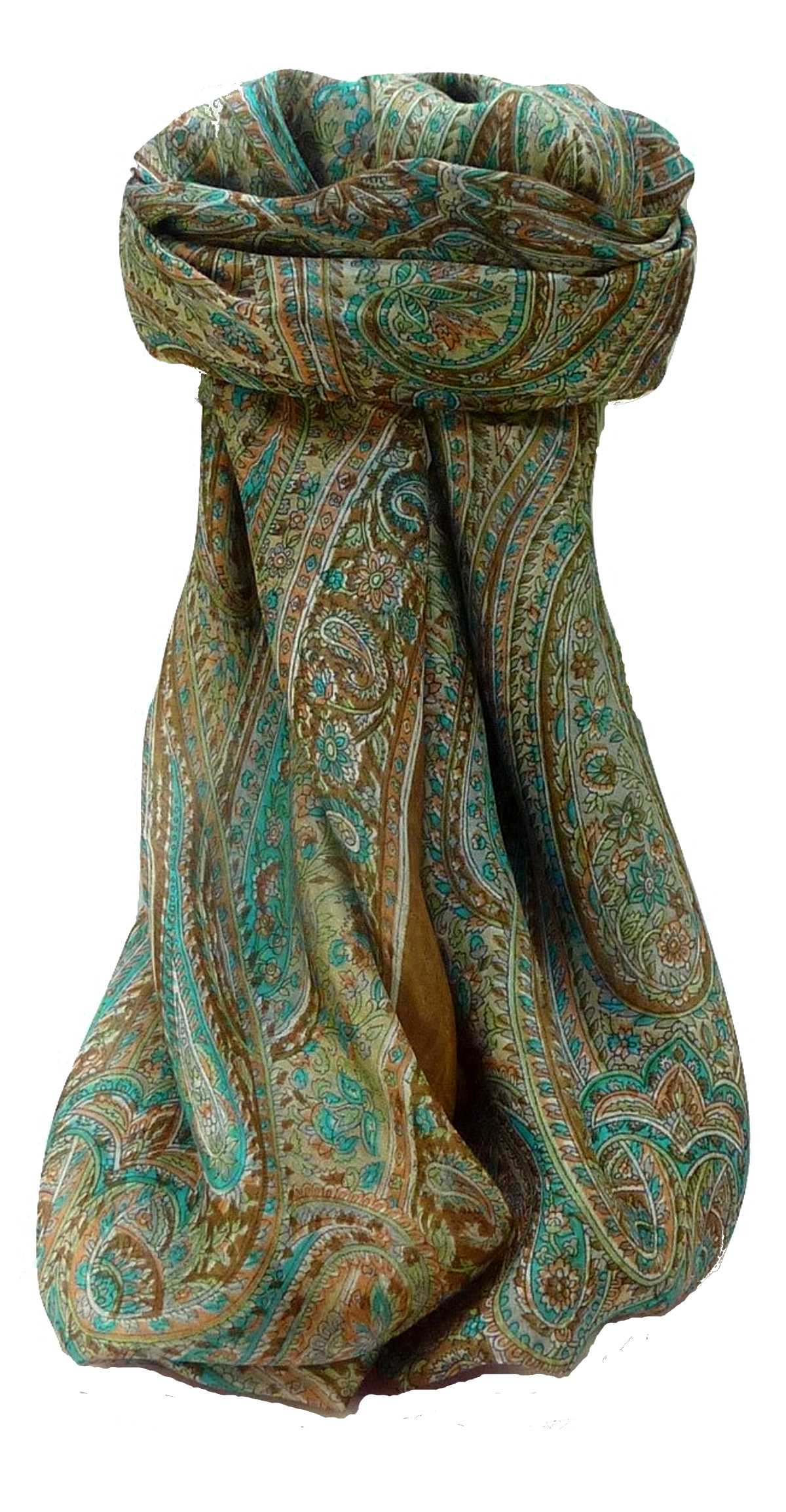 Mulberry Silk Traditional Square Scarf Quiara Chestnut by Pashmina & Silk