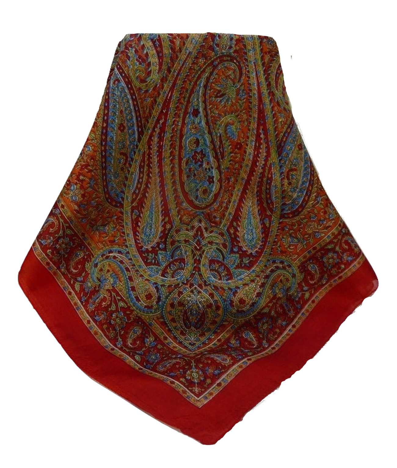 Mulberry Silk Traditional Square Scarf Quiara Scarlet by Pashmina & Silk