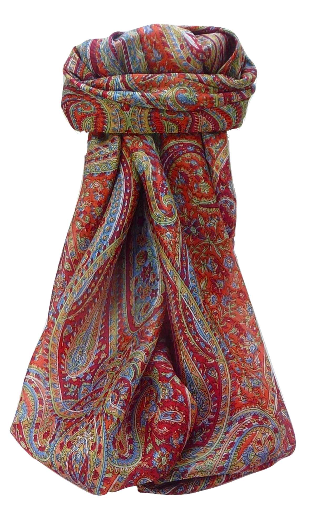 Mulberry Silk Traditional Square Scarf Quiara Scarlet by Pashmina & Silk