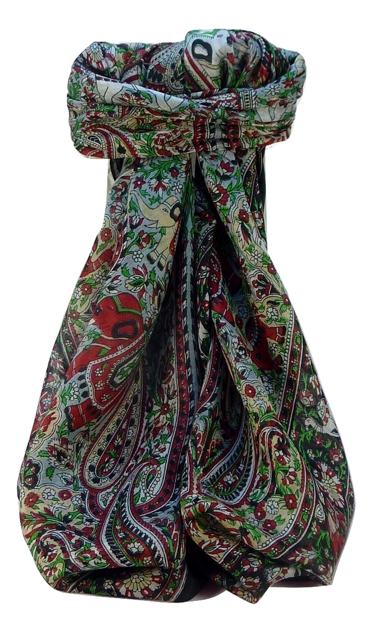 Mulberry Silk Traditional Square Scarf Venaji Black by Pashmina & Silk