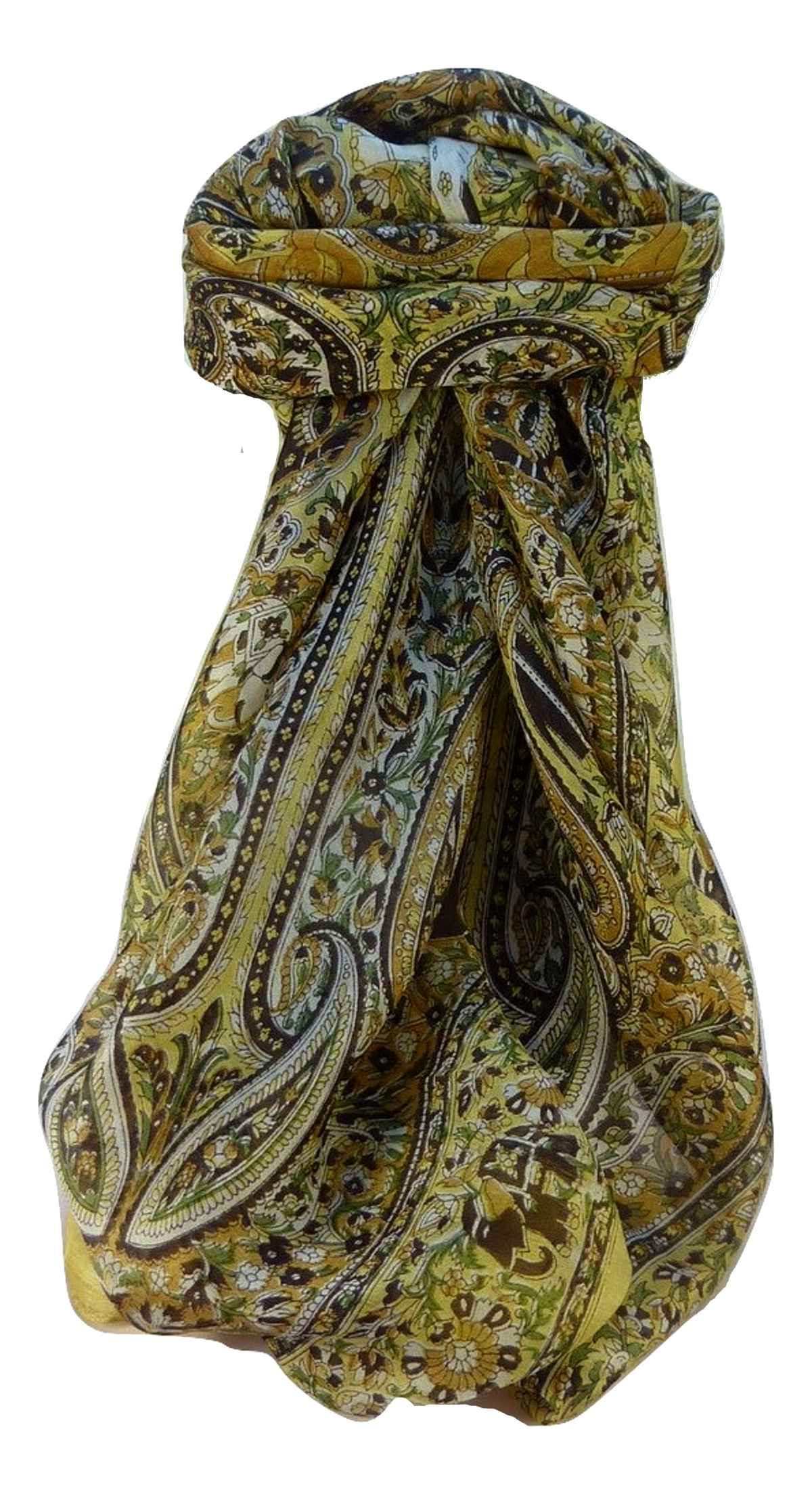 Mulberry Silk Traditional Square Scarf Venaji Gold by Pashmina & Silk